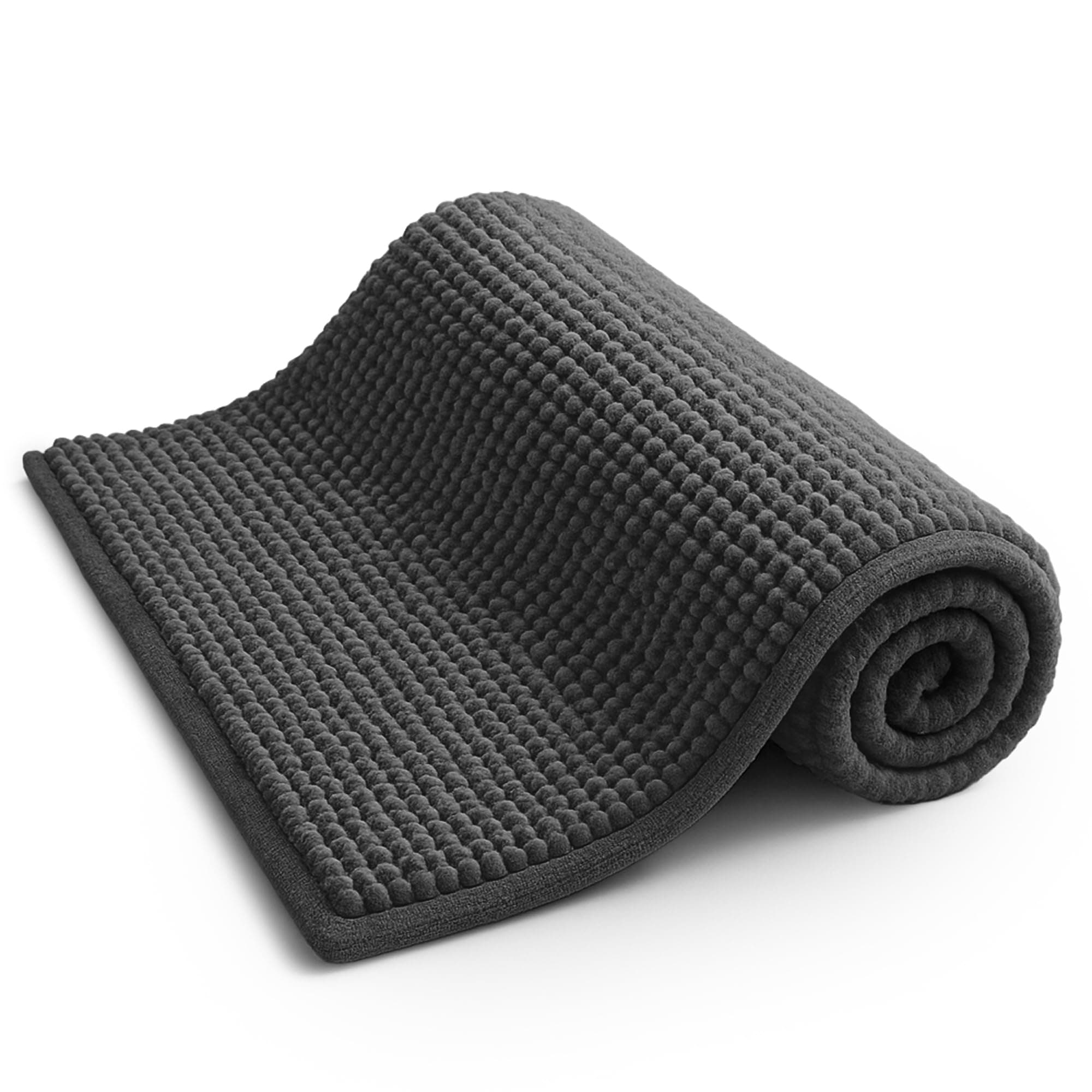 KEPLIN Non-Slip Bath Mat - Soft and Comfortable Microfibre Mat with Machine Washable Design - Water Absorbent and Quick Drying to Keep Bathroom Hygienic and Clean (Grey)