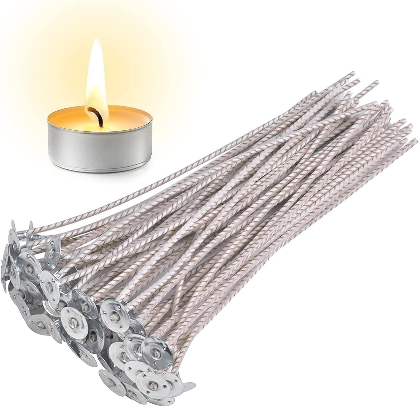 CD Series Candle Wicks for Soy Candles,100pcs CD 18 6" Pretabbed Wicks,Cotton & Paper Wicks for Candle Making.(CD18)