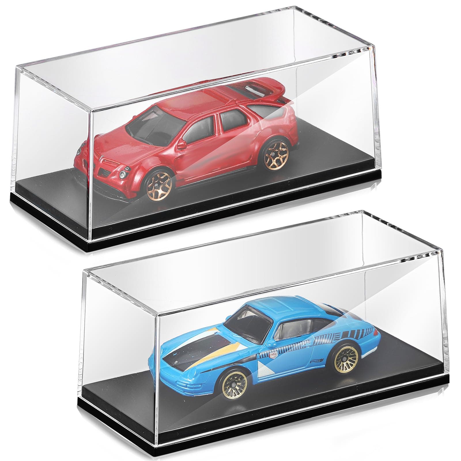 2 Pcs 1/64 Display Case Acrylic Model Cars Display Case 4.17 x 1.81 x 1.81 Inches Clear Plastic Vehicles Toy Cars Storage Collectors