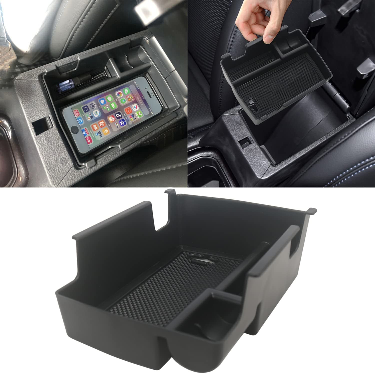 Compass Center Console Tray Armrest Secondary Glove Storage Box Center Console Organizer for 2022 2023 Jeep Compass Black Interior Accessories (Armrest Box)