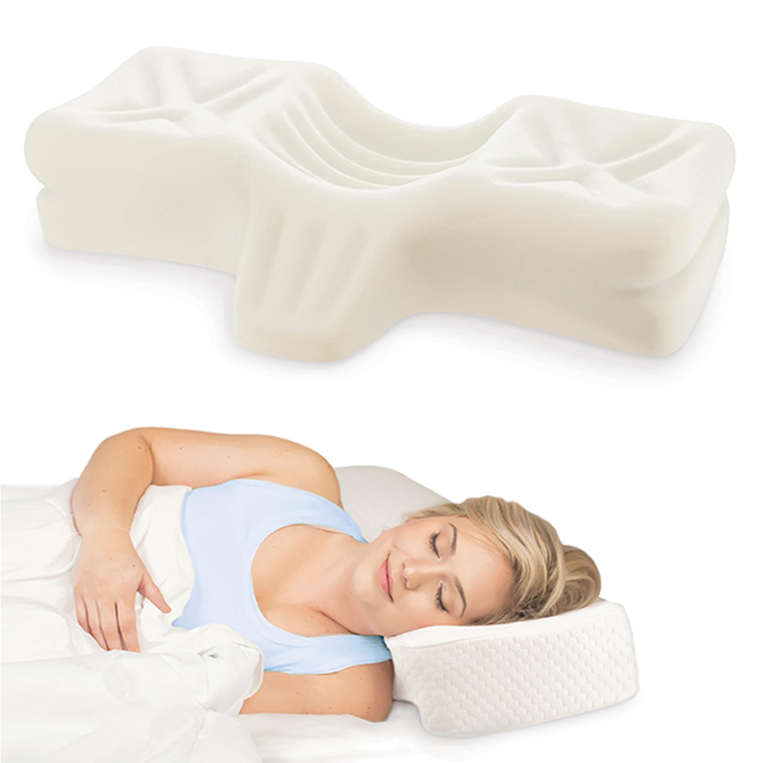 Lite Cervical Orthopedic Foam Sleeping Pillow; for Neck, Shoulder, and Back Pain Relief; Helps Spinal Alignment; Back and Side Sleeping, Medium Firm - Petite