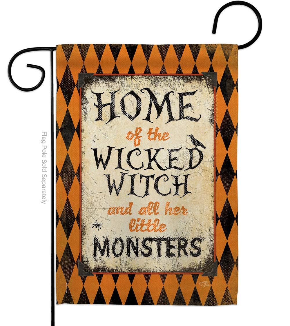 Breeze Decor G162059 Wicked Home Fall Halloween Impressions Decorative Vertical Garden Flag 13" x 18.5" Printed In USA Multi-Color