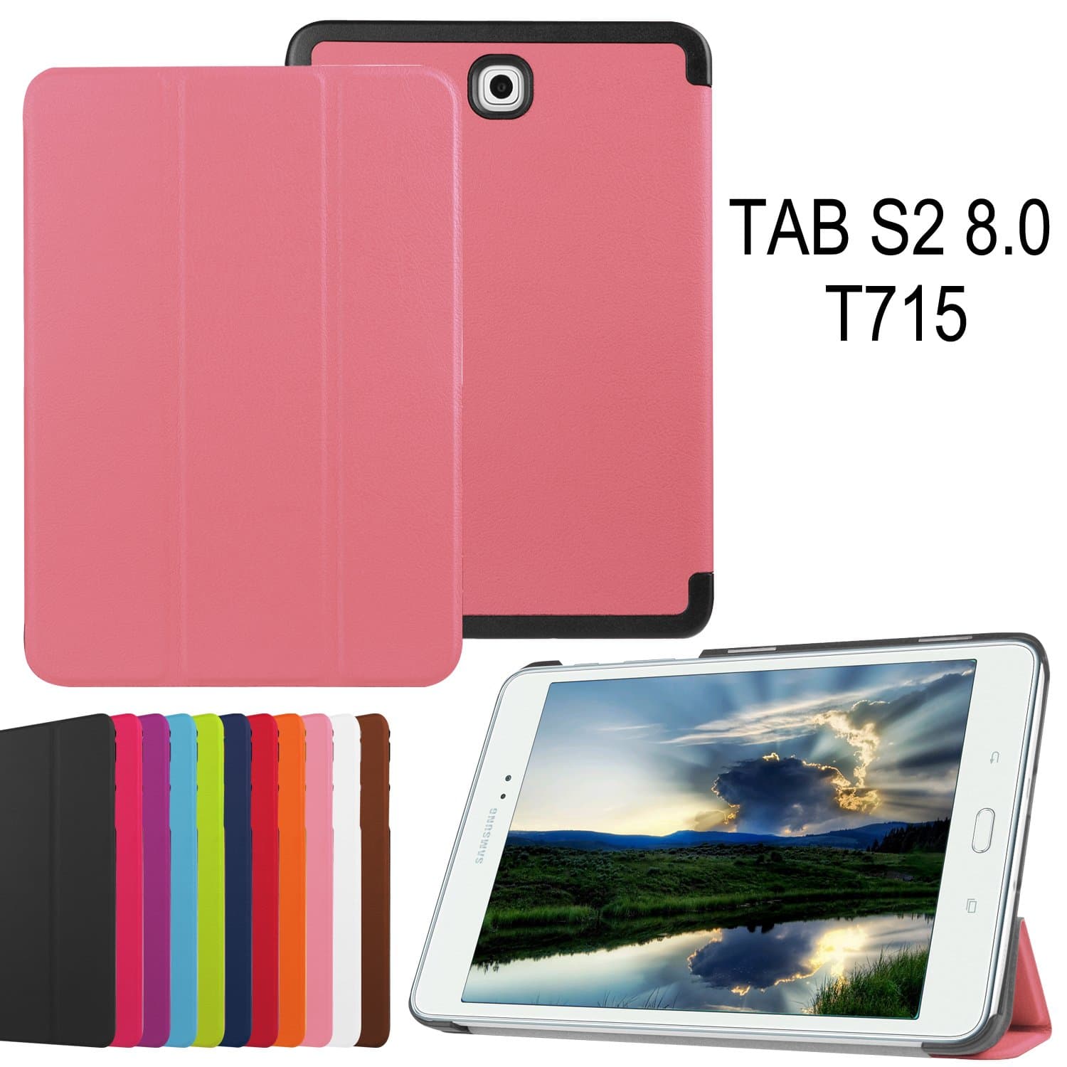 Asng Samsung Galaxy Tab S2 8.0 Case - Slim Lightweight Smart-Shell Stand Cover Case with Auto Wake/Sleep for Samsung Galaxy Tab S2 / S2 Nook 8.0 inch Tablet (SM-T710 / T715 / T713 / T719) (Pink)