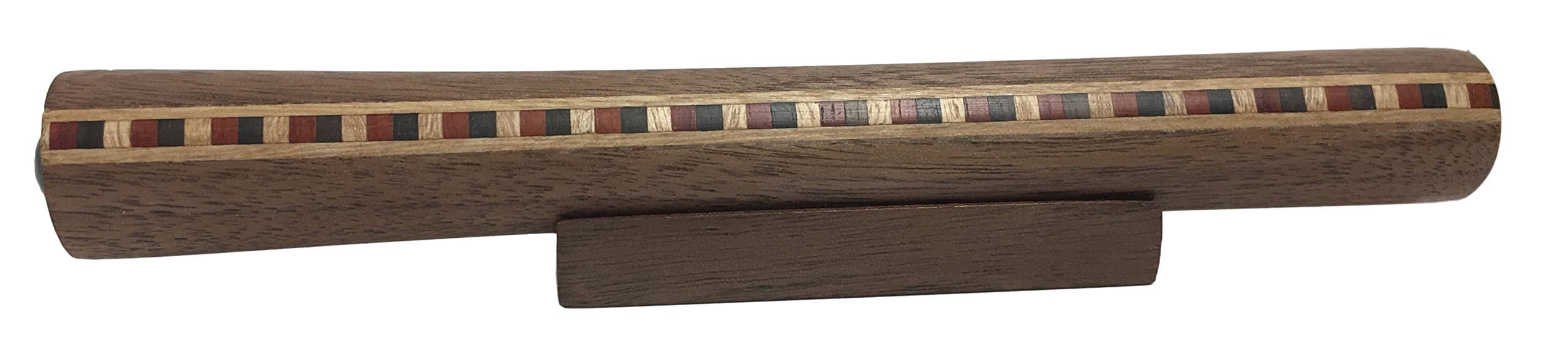 N & J Kaleidoscope Teleidoscope in Solid Walnut Wood, 6 Inch by 3/4 in. Diameter, Band of Assorted Inlaid Hardwoods.Handcrafted in U S A !