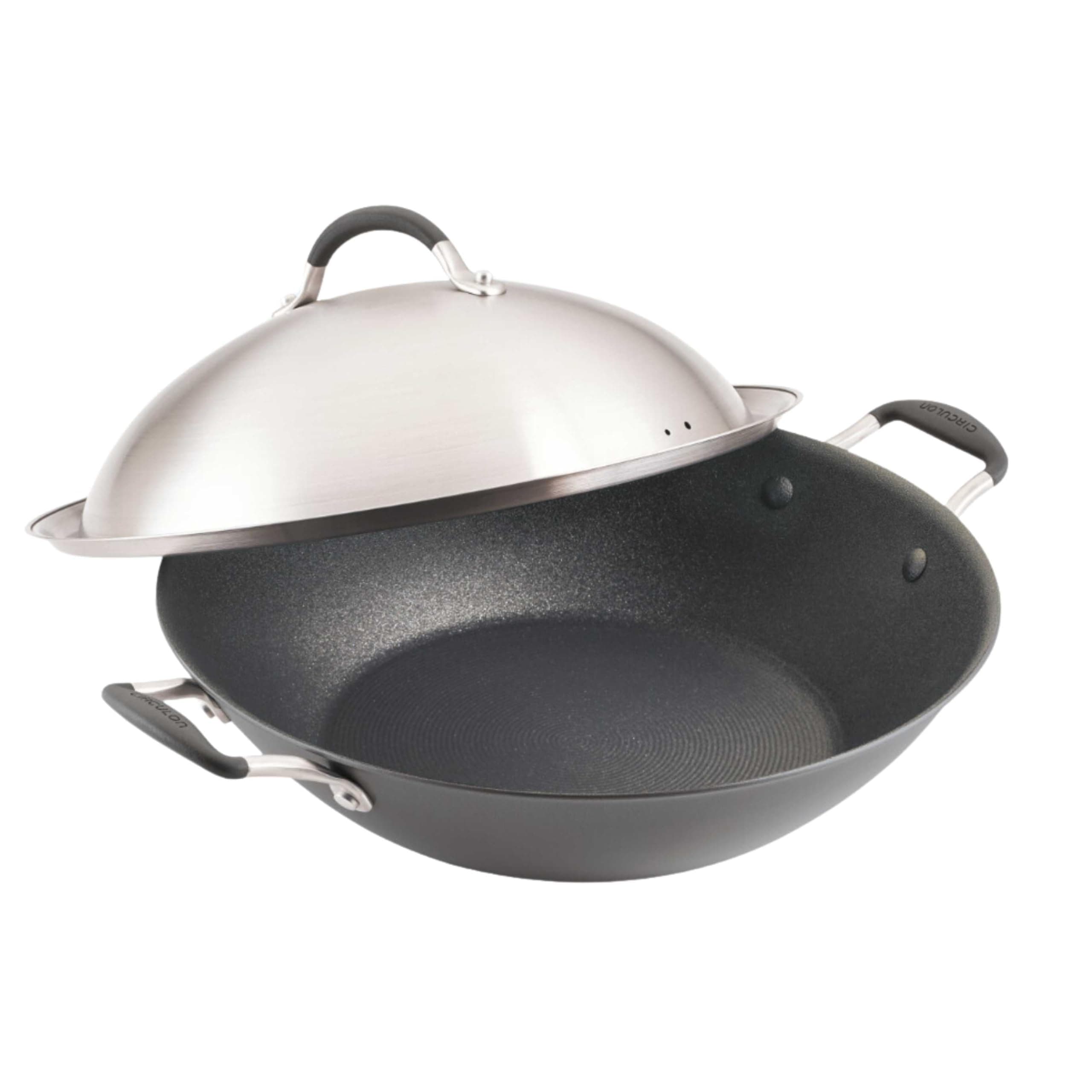 Circulon A1 Series w/ScratchDefense Nonstick Induction Wok with Lid, 14-Inch, Wok Pan with Lid, Graphite