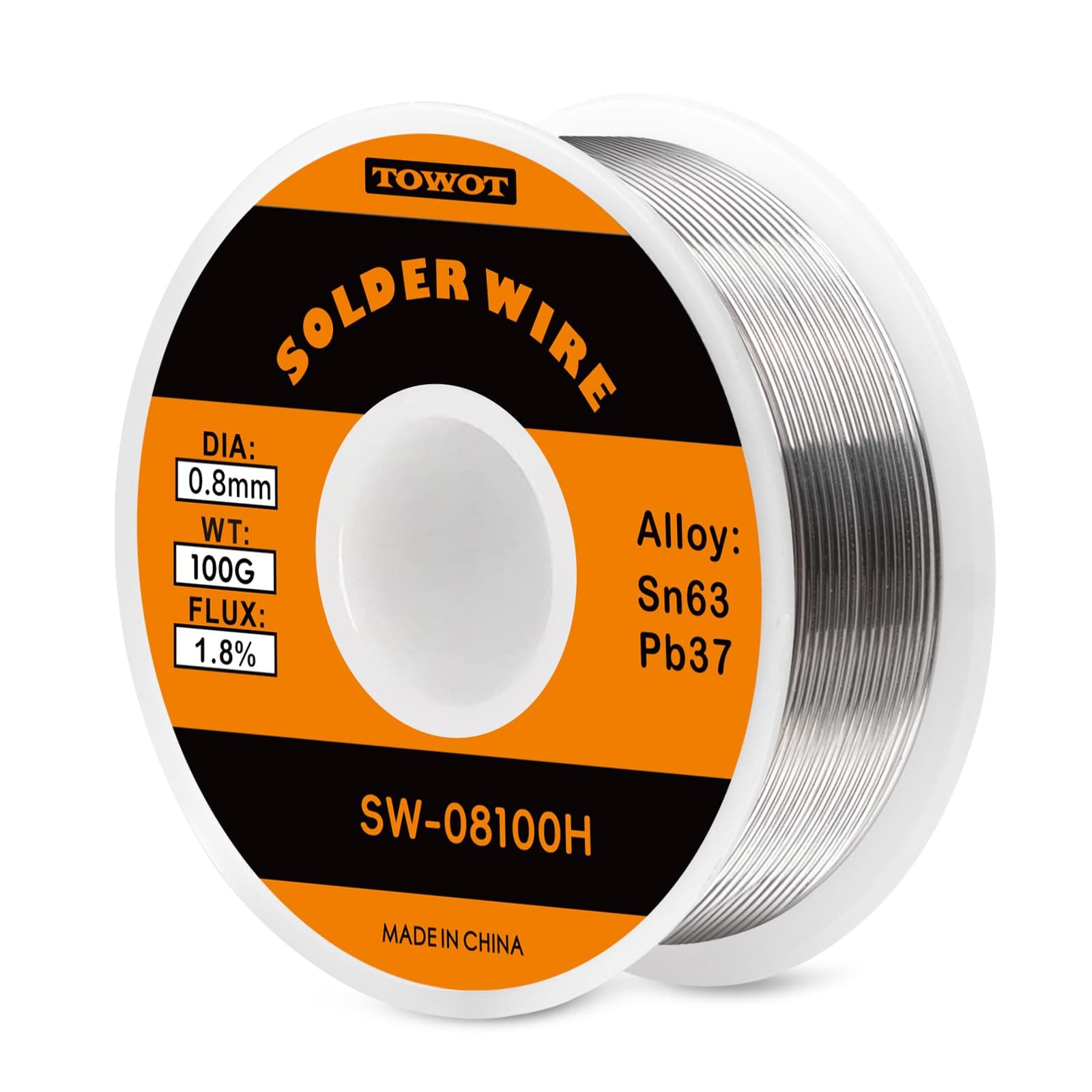 63-37 High Purity Tin Lead Rosin Core Solder Wire for Electrical Soldering, Content 1.8% Solder flux (0.8mm, 100g)