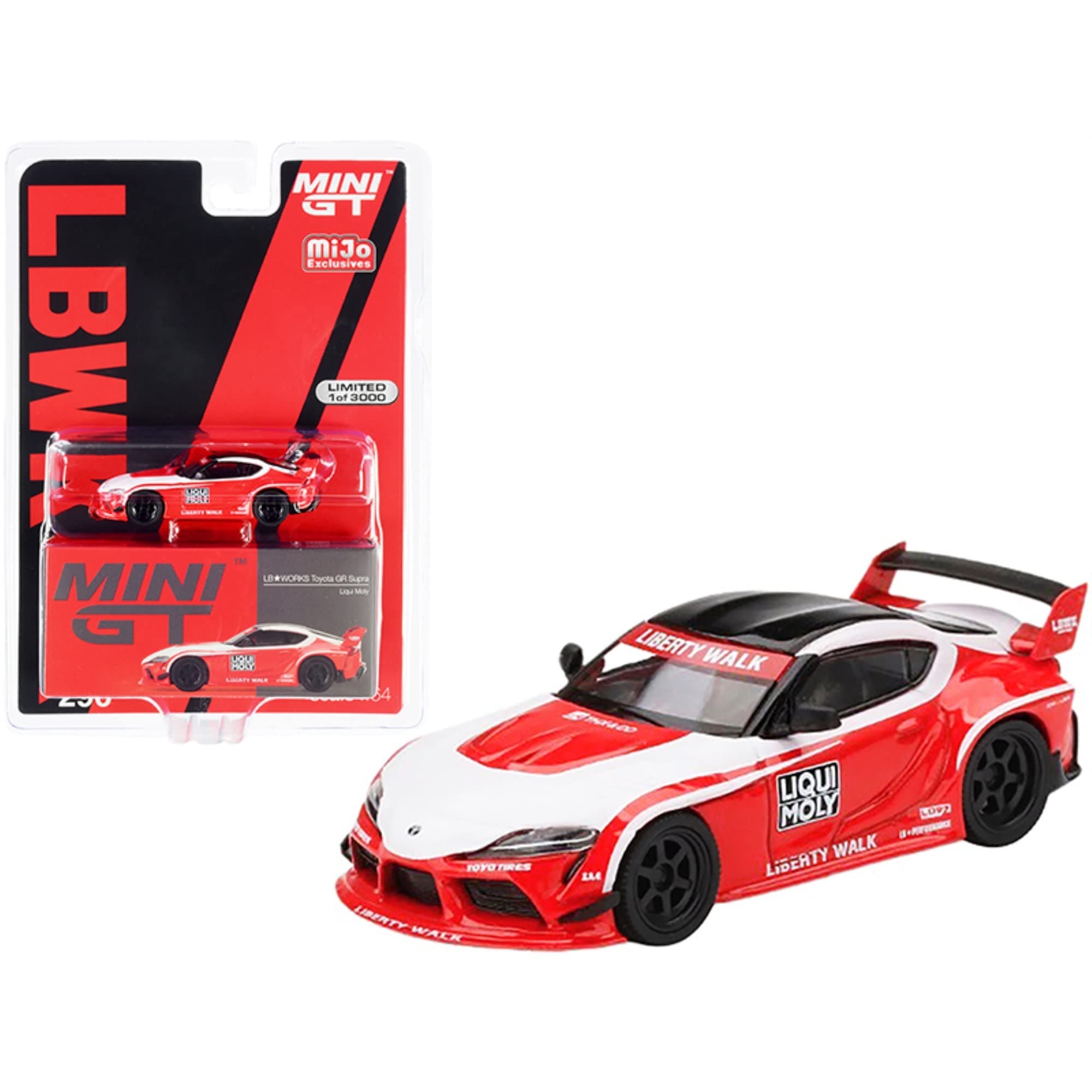 MINI GT True Scale Miniatures LB Works Model Car Compatible with Toyota GR Supra Supra Liqui Limited Edition 1/64 Diecast Model Car MGT00290