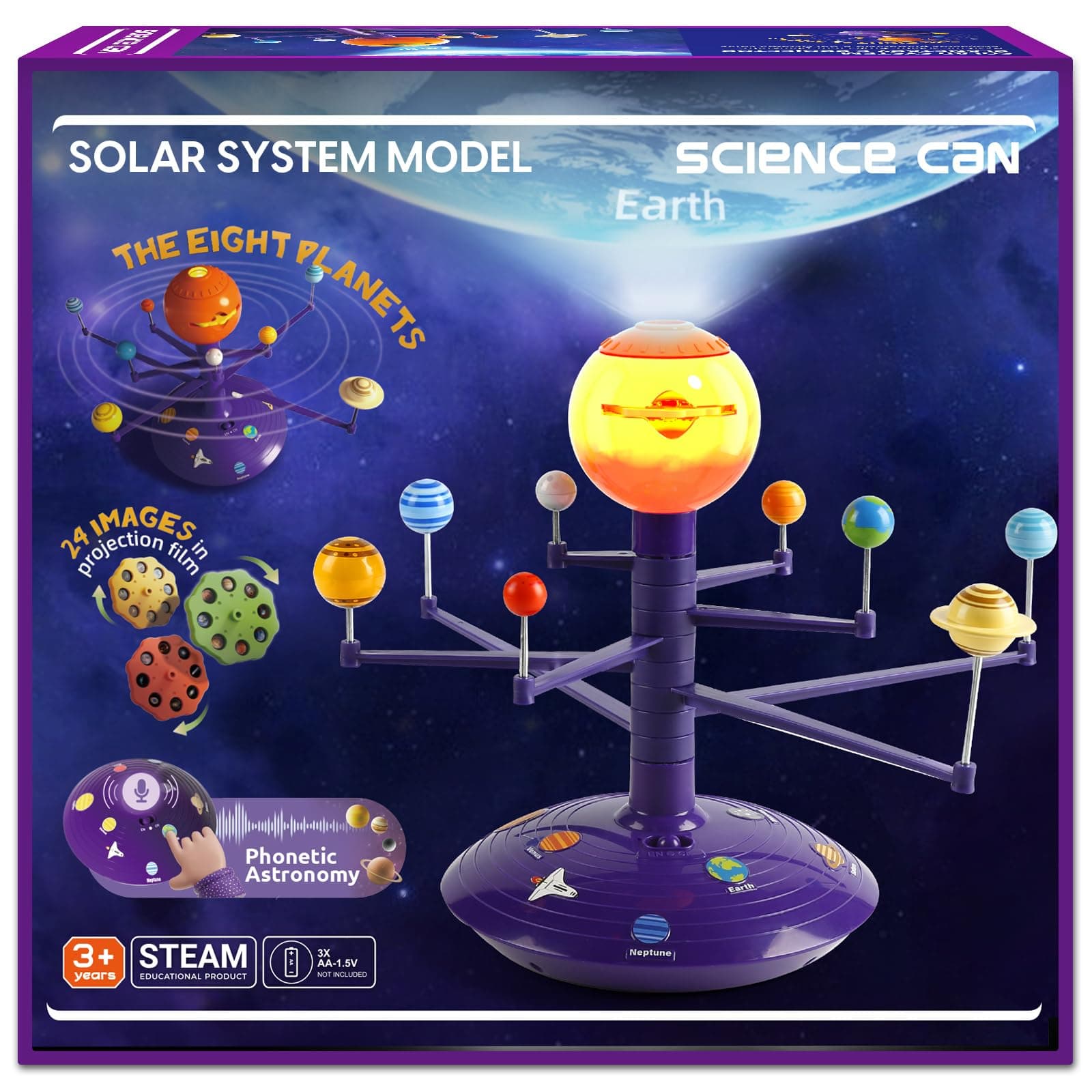 Science Can Solar System for Kids, Talking Astronomy Solar System Model Kit, Space Toys with 8 Planets, Planetarium Projector STEM Toys for 3 4 5+ Years Old Boys Girls