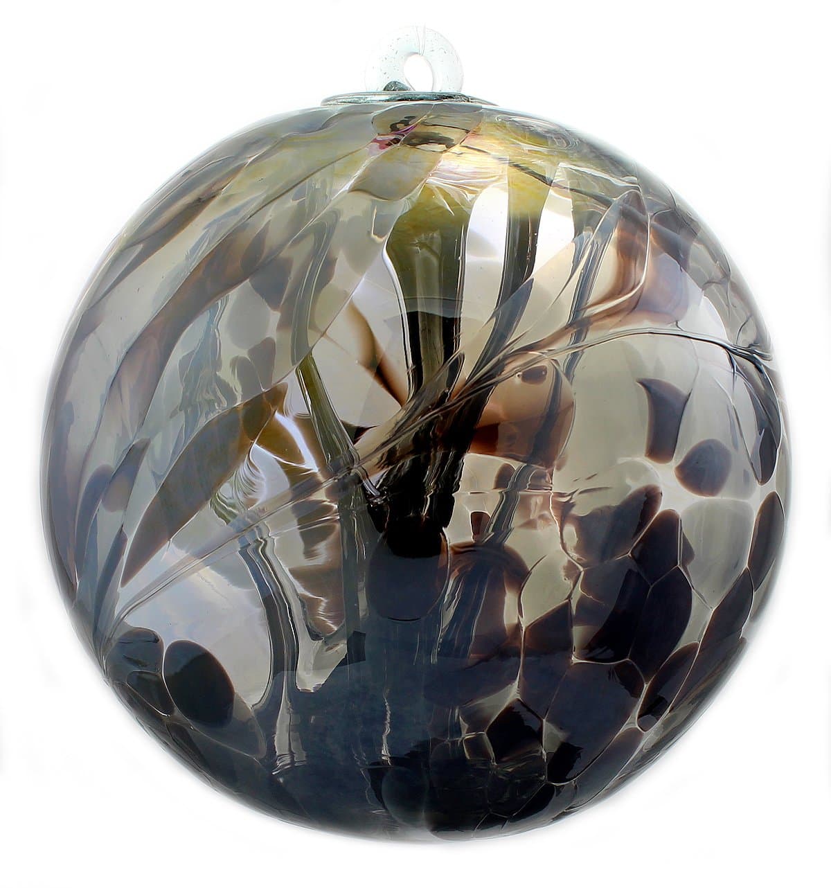 Witch Ball Obsidian (Iridized) XL 8 Inch by Iron Art Glass Designs