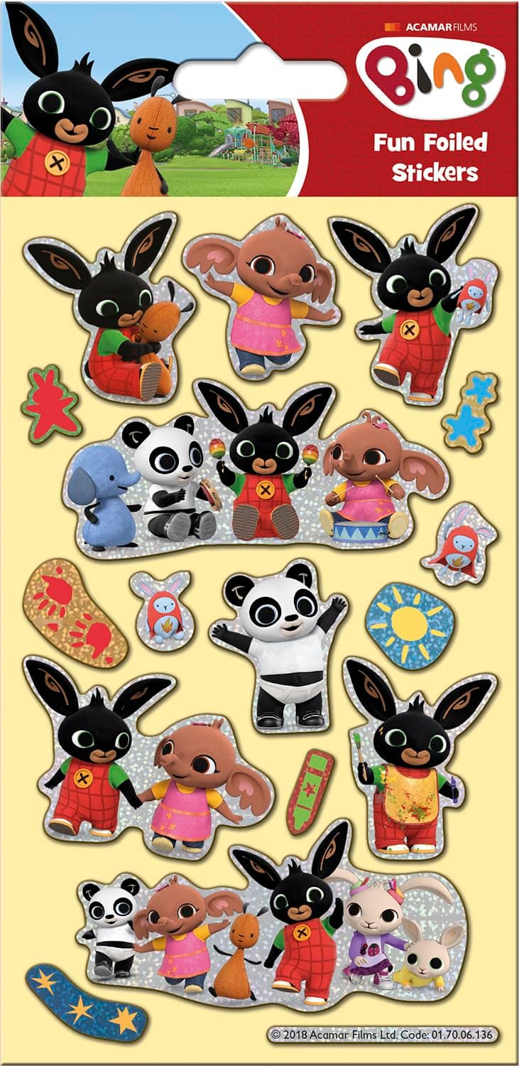 01.70.06.136 Bing Bunny Sparkly Reusable Stickers, 19.5cm x 9.5cm