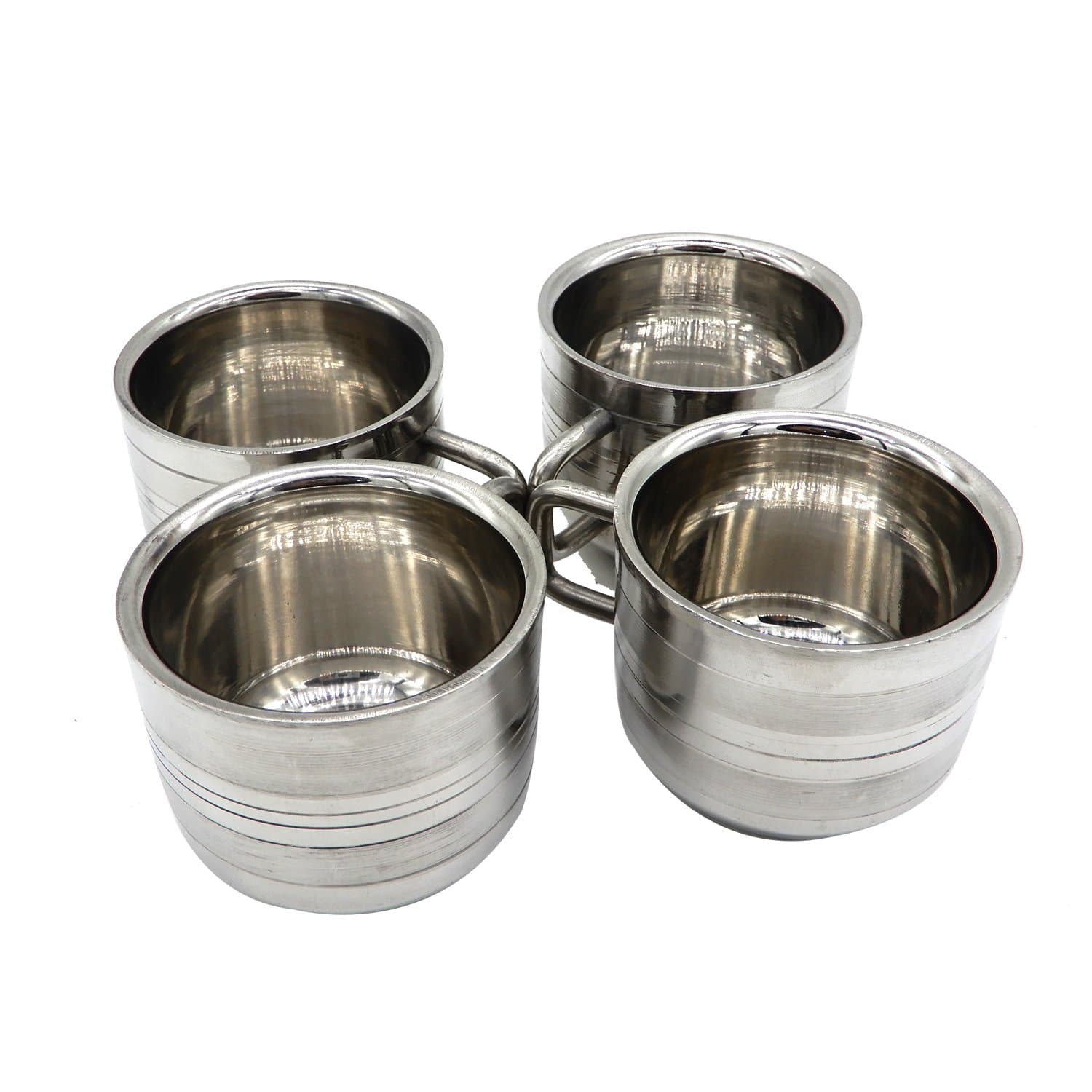 Bignay Pack of 4 Stainless Steel Tea Cups, Reusable & Stackable Dishwasher Safe
