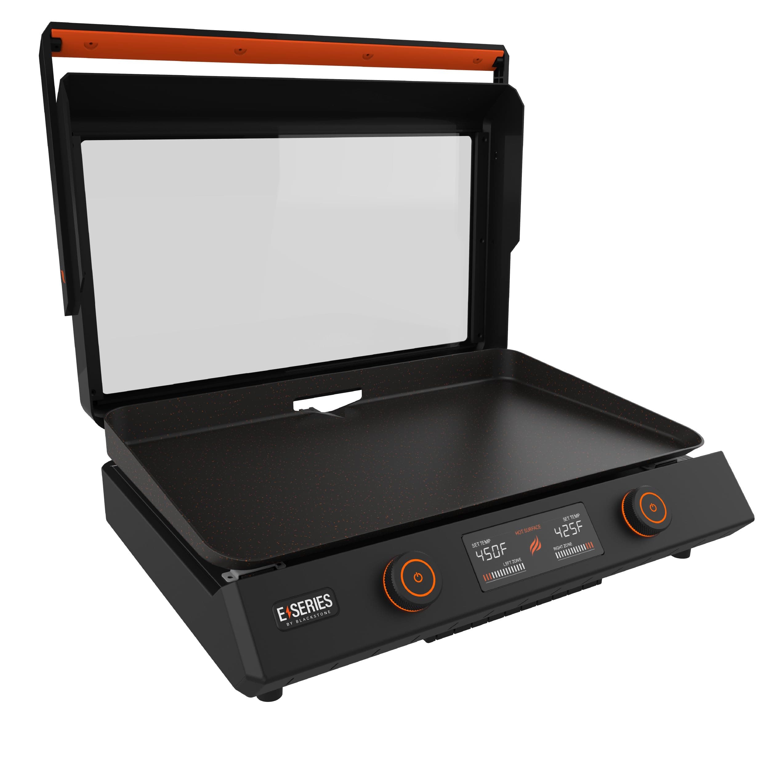 Blackstone 22-Inch Electric Griddle - 1200W Non Stick Ceramic Titanium Coated Stainless Steel Tabletop Griddle with EZ-Touch Control Dial, LCD Display, Patented Rotate & Remove Glass Hood - 8001