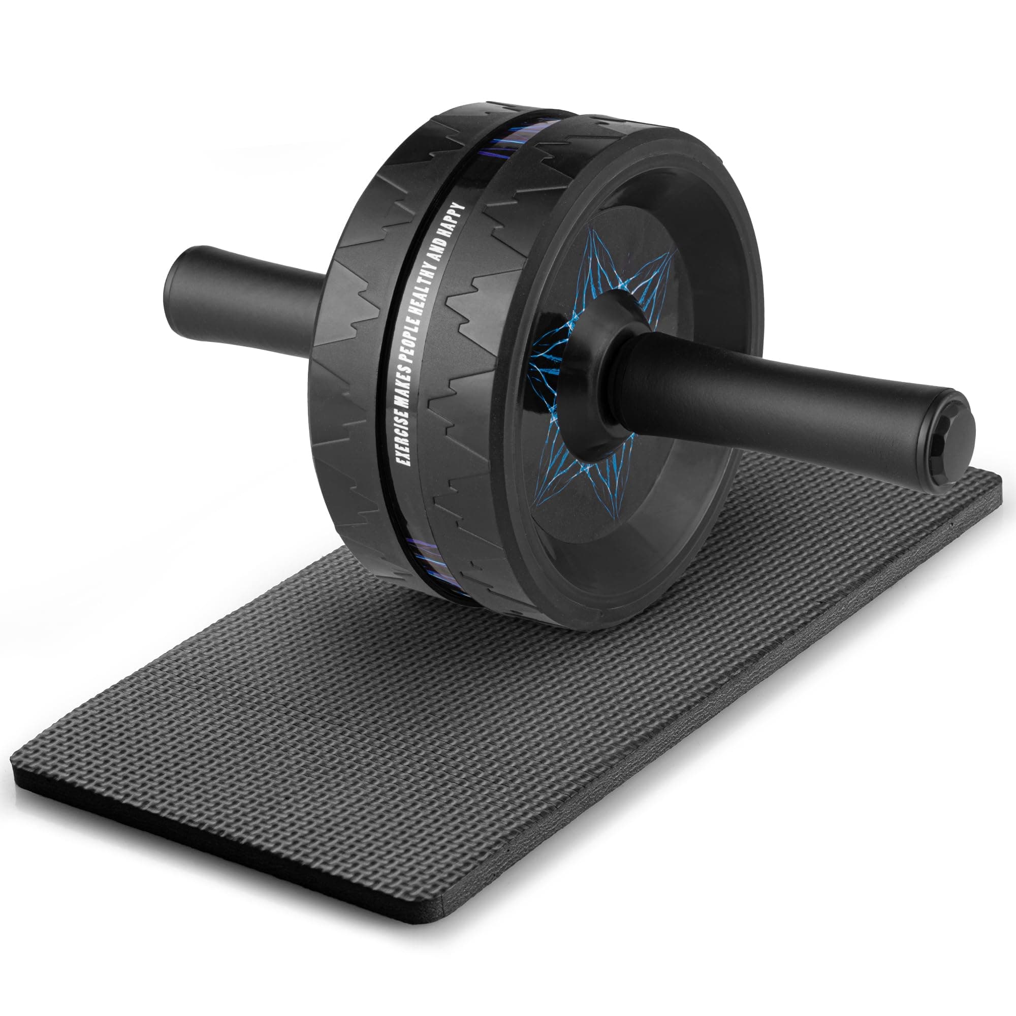 Mata1 Ab Roller Wheel (12” x 6.5”, Black) w/Knee Pad, Abs Workout Machine, Perfect for Core & Abdominal Strength Training, Exercise Wheels for Home Gym, Fitness Equipment for Sports