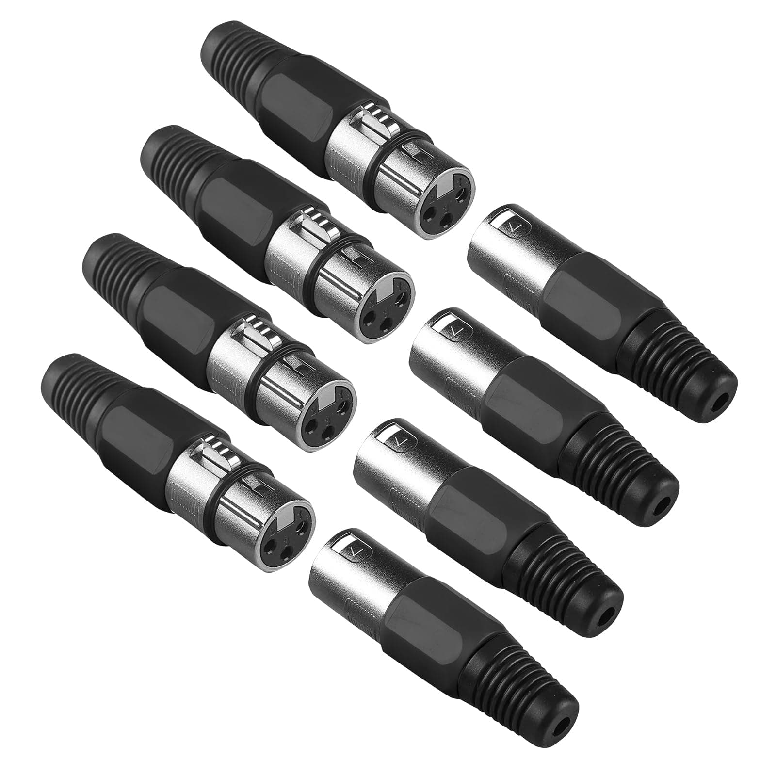 4Pack 3 Pin XLR Connector Cannon XLR DMX Cable Connectors Neutrik XLR Female Male Adapter, XLR Panel Mount Connector XLR Microphone Cable Connector, Cannon Plug for Stage Light DMX Signal Wire