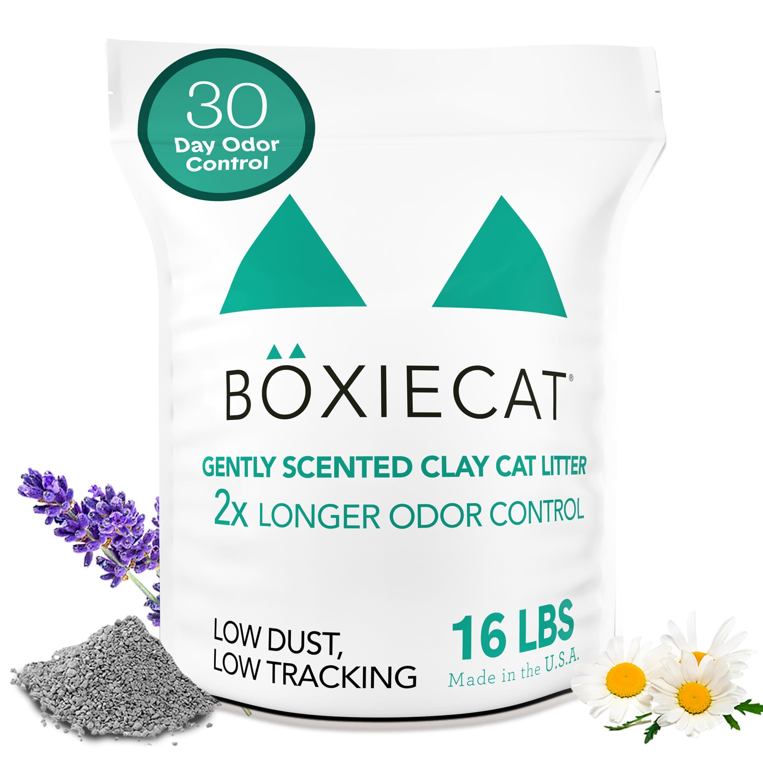 Boxiecat Boxie® Gently Scented 30 Day Odor Control Clumping Cat Litter, 16lb 99.9% Dust Free Clay Kitty Litter