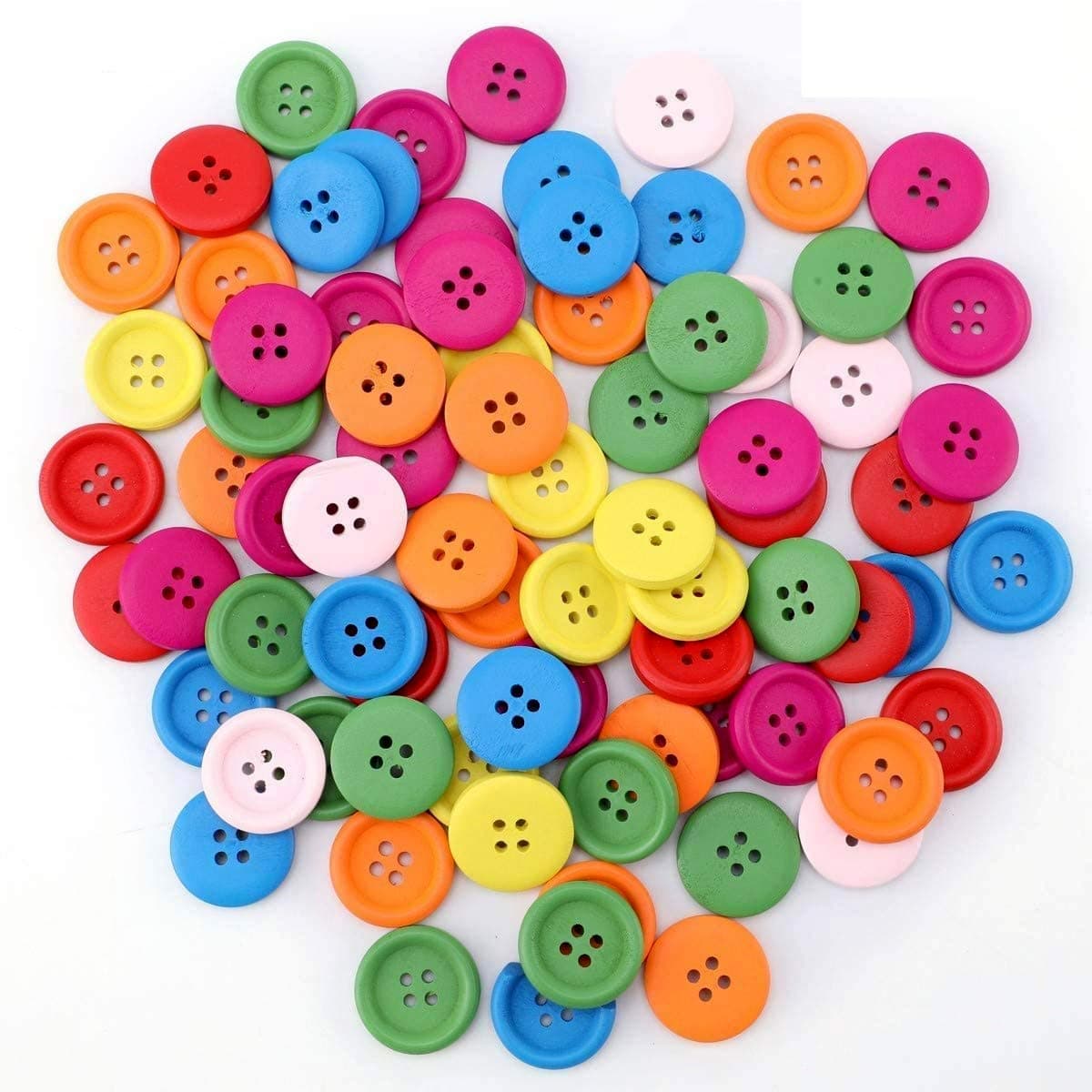 100pcs Mixed Wooden Buttons in Bulk Buttons for Crafts Mixed Buttons Round Shape 20mm/0.78"