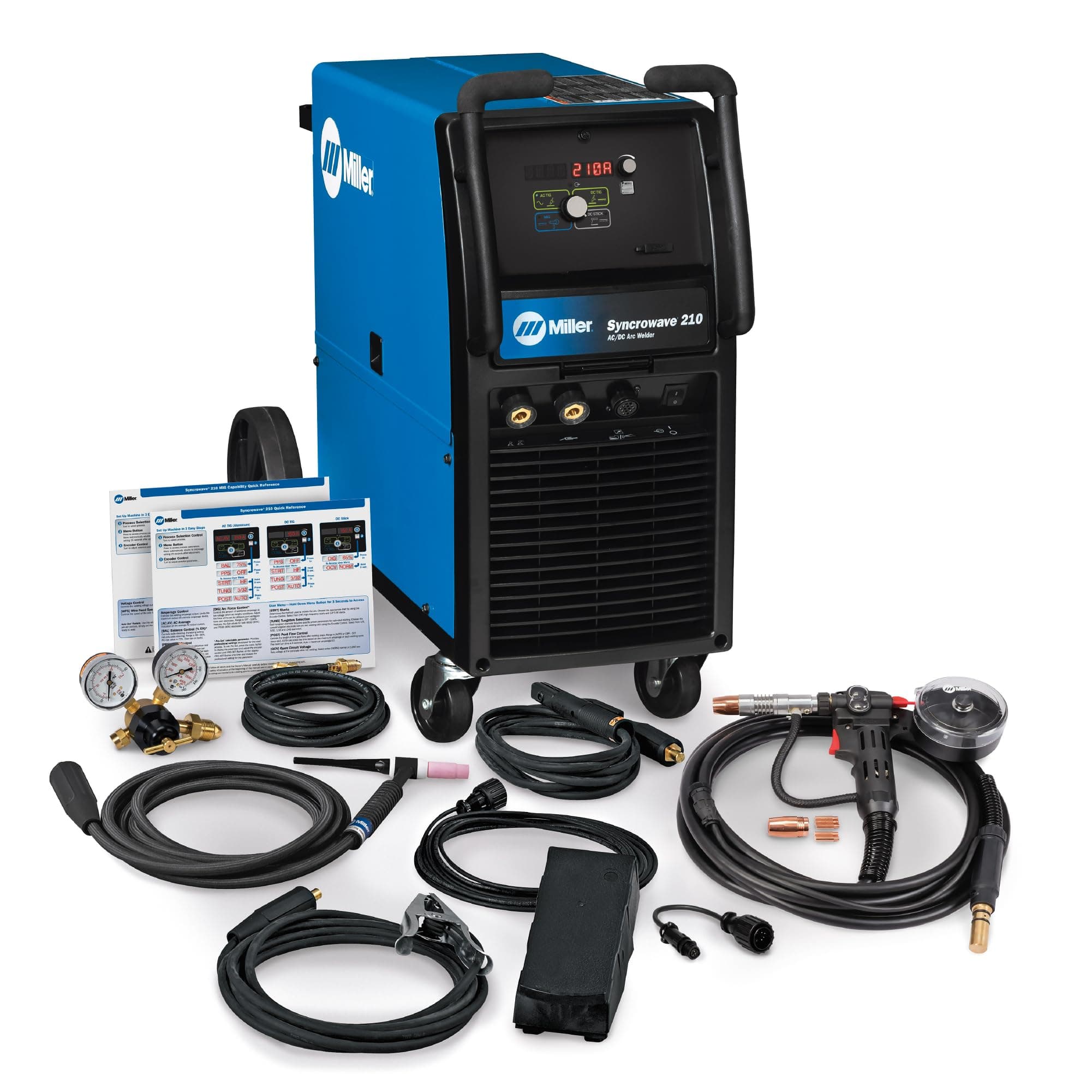 Miller951684 Syncrowave 210 TIG MIG Spoolmate 150 Package - Multiprocess Stick, MIG & AC/DC TIG Welder Machine - Multi Process Welding Machine with TIG Torch, Foot Control & MIG Welder Gun