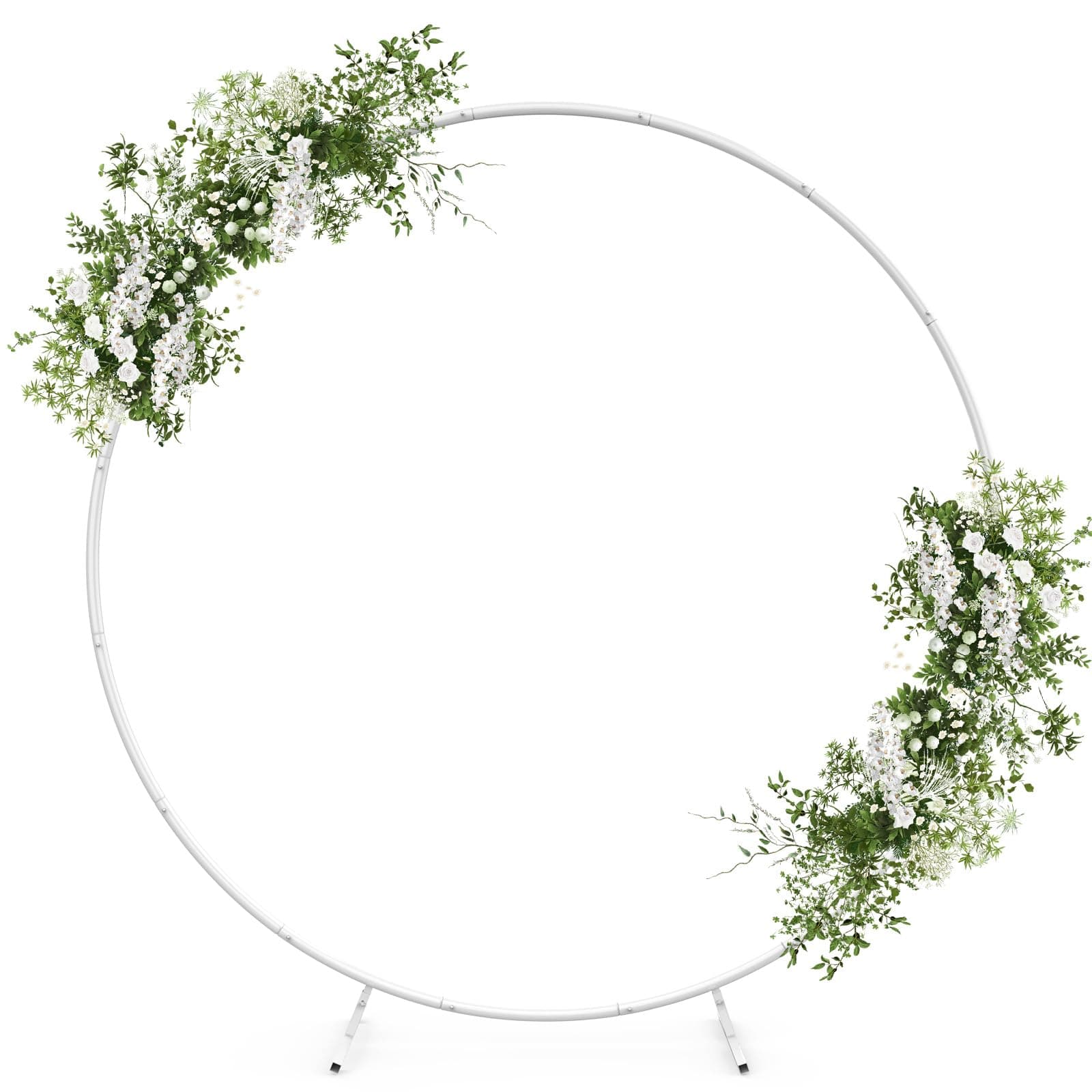 Wedding Arch Round Backdrop Stand, 6.6ft White Wedding Balloon Circle Arch Frame Stand for Birthday, Backdrop Stand for Parties, Bridal Shower Anniversary Ceremony Candy Tables Celebration White