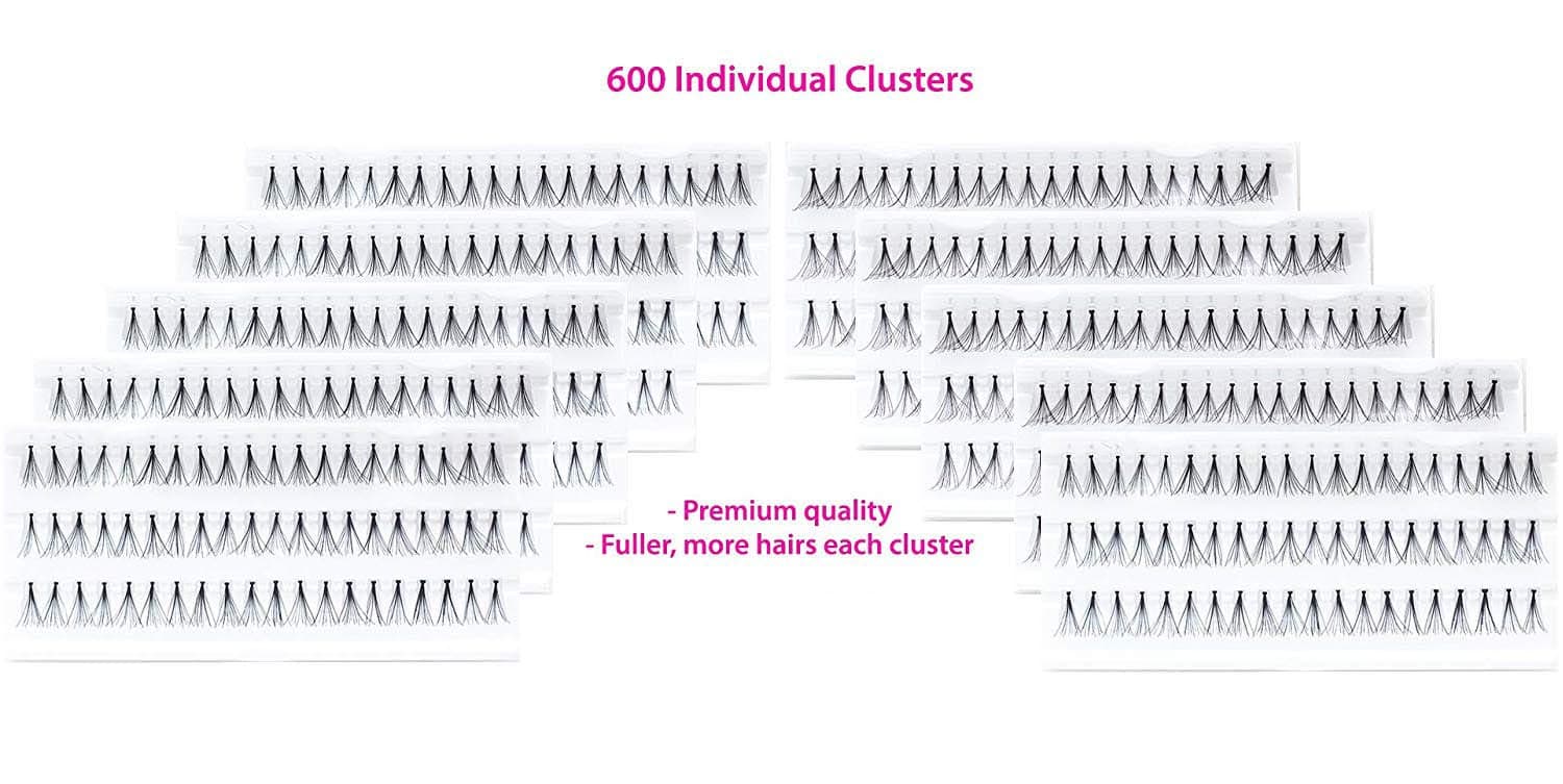 600 PCS Individual CLUSTERS LASHES Medium and Long Length -Premium High Quality False Eyelashes lashes compared to popular name brands