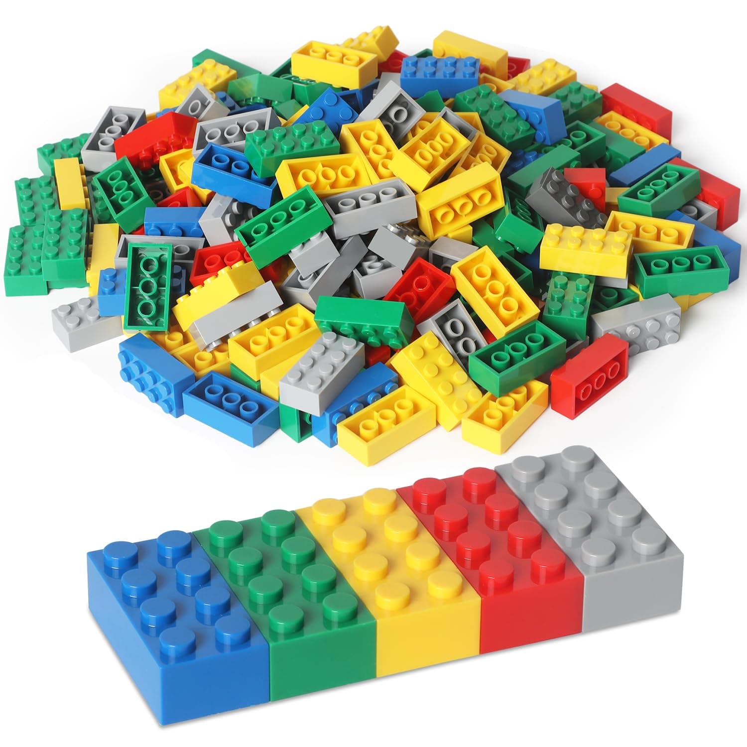 Building Bricks 121 Pieces 2x4 Multi-Color Building Block, Compatible with Classic Building Block, Creative Building Block Toys for Kids(Grey,Green,Red,Yellow,Blue)