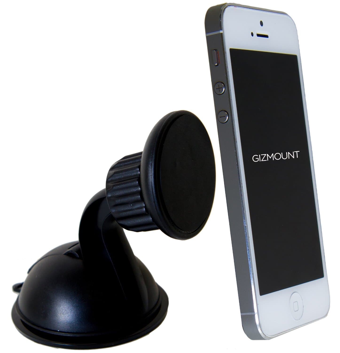 Magnetic Phone Mount with Textured Dashboard / Windshield / Desktop Suction Technology By Gizmount , Upgraded Magnet N4.0, 2 X Mounting Plates , Universal Cradle-less Car Cell Phone GPS Holder, for Smartphone, Apple Iphone 4s 5 6 , Galaxy , Note, Nexus , HTC , Small Tablet,