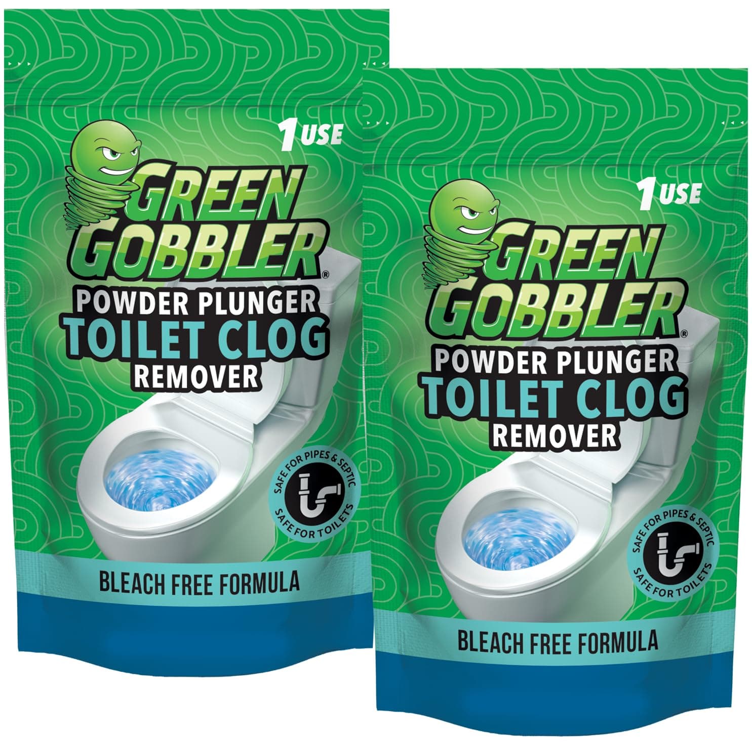 POWDER PLUNGER Toilet Bowl Clog Remover - 2 Pack Net WT 16.5 oz