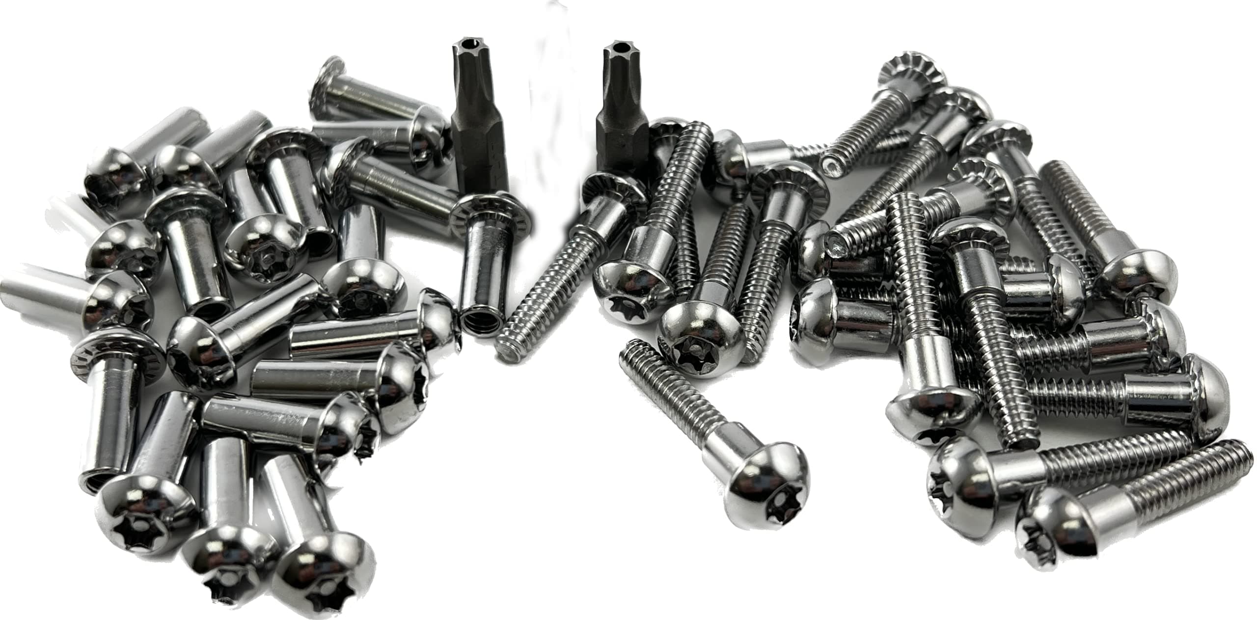 Harris Hardware 90204 Chrome Plated Torx T27 Security Fastener Pack for 1 inch Panels, 20 Sets of Shoulder Bolt & Barrel Nut with 2 T27 Bits