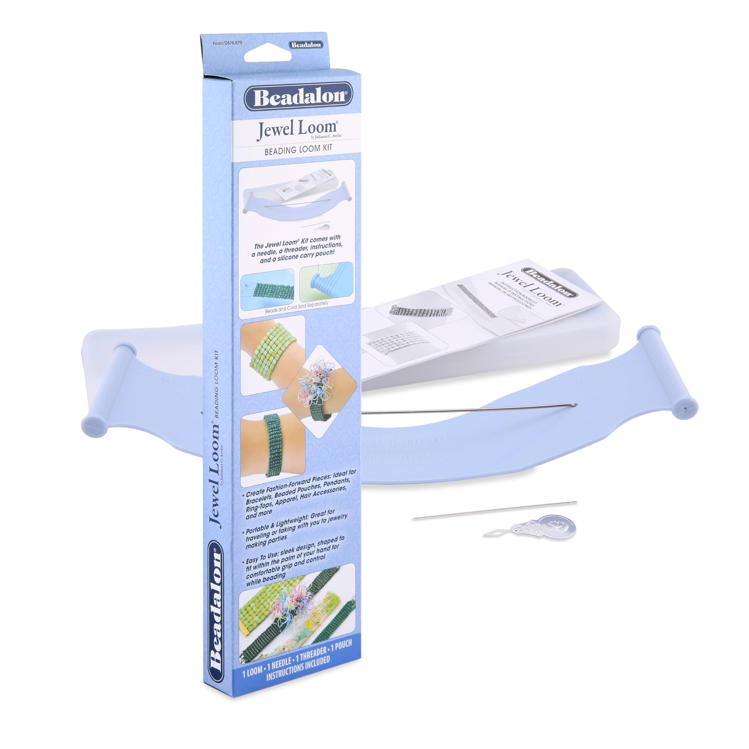 Jewel Loom Kit: Beading Loom, Needle, Threader, Pouch
