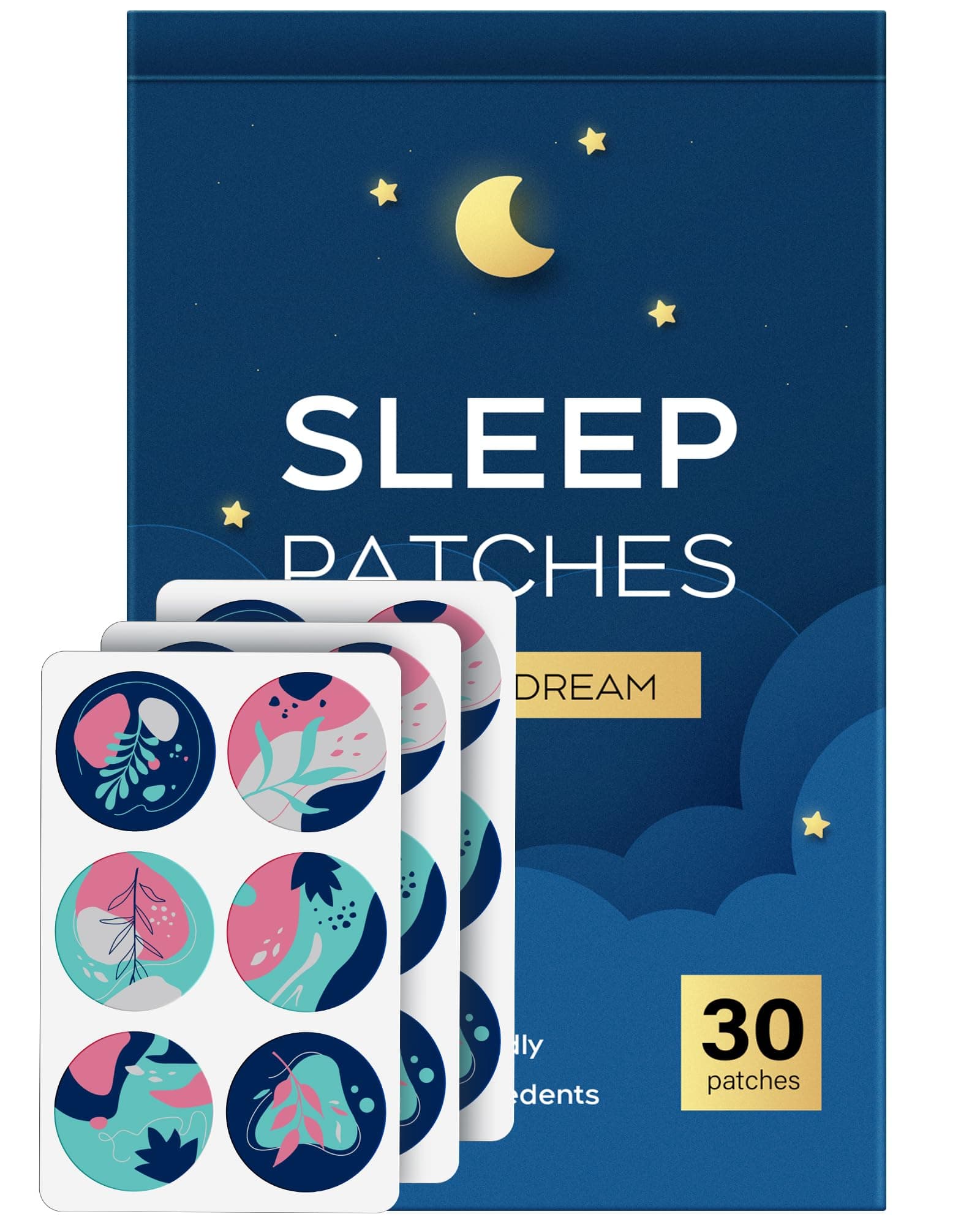 Sleep Patches, 30 Pack Upgraded Deep Sleep Patches for Adults, All Natural Deep Patch, Quick Acting Ingredients, for Men and Women, Easy to Use That Last All Night - Blue - 23