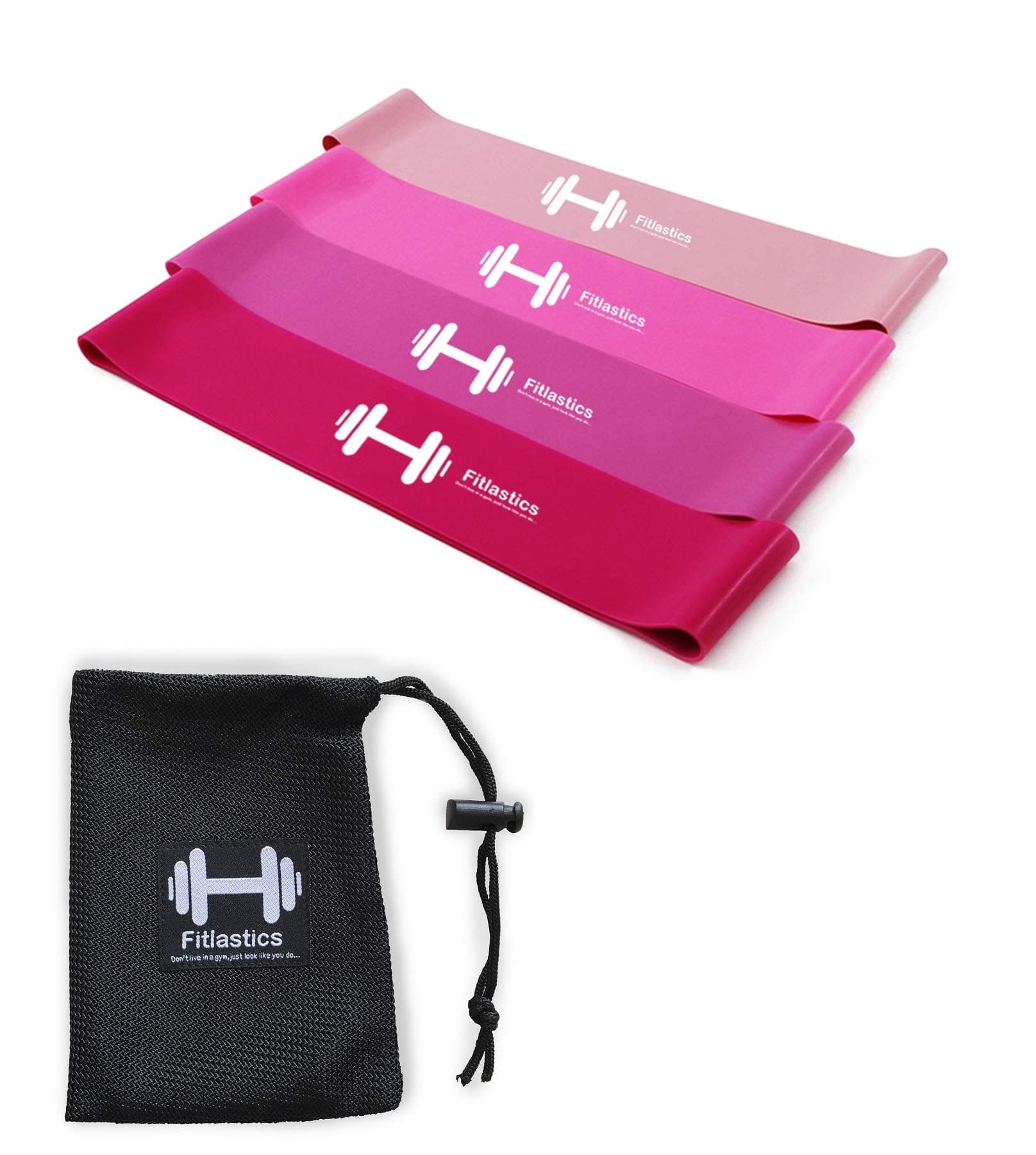 Resistance Loop Band Set for Squats, Hips & Glutes Heavy Workouts for Men & Women - Includes Travel Bag (Pink)
