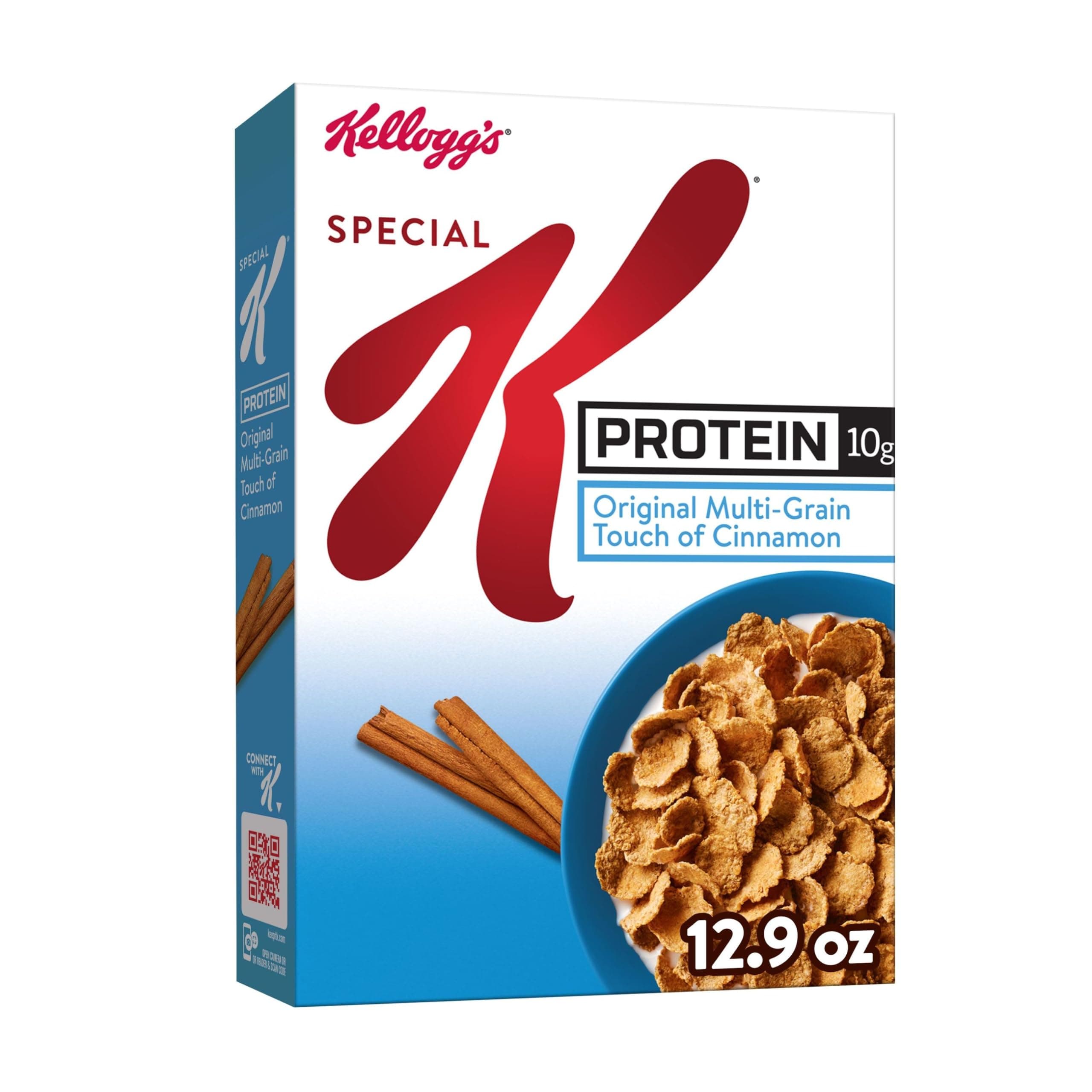 Kellogg's Special K Protein Breakfast Cereal, Protein Cereal, Family Breakfast, Original Multi-Grain Touch of Cinnamon, 12.9oz Box (1 Box)