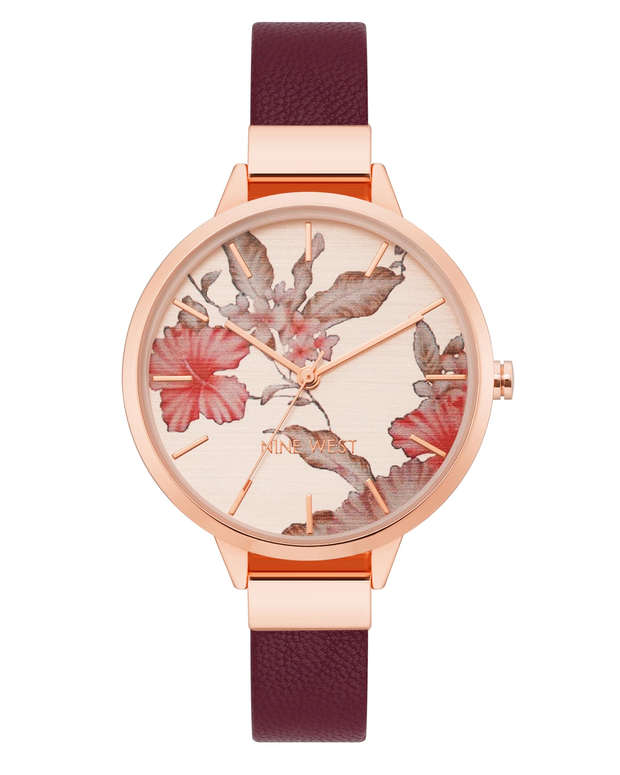 Nine West Women's Floral Dial Smooth Strap Watch