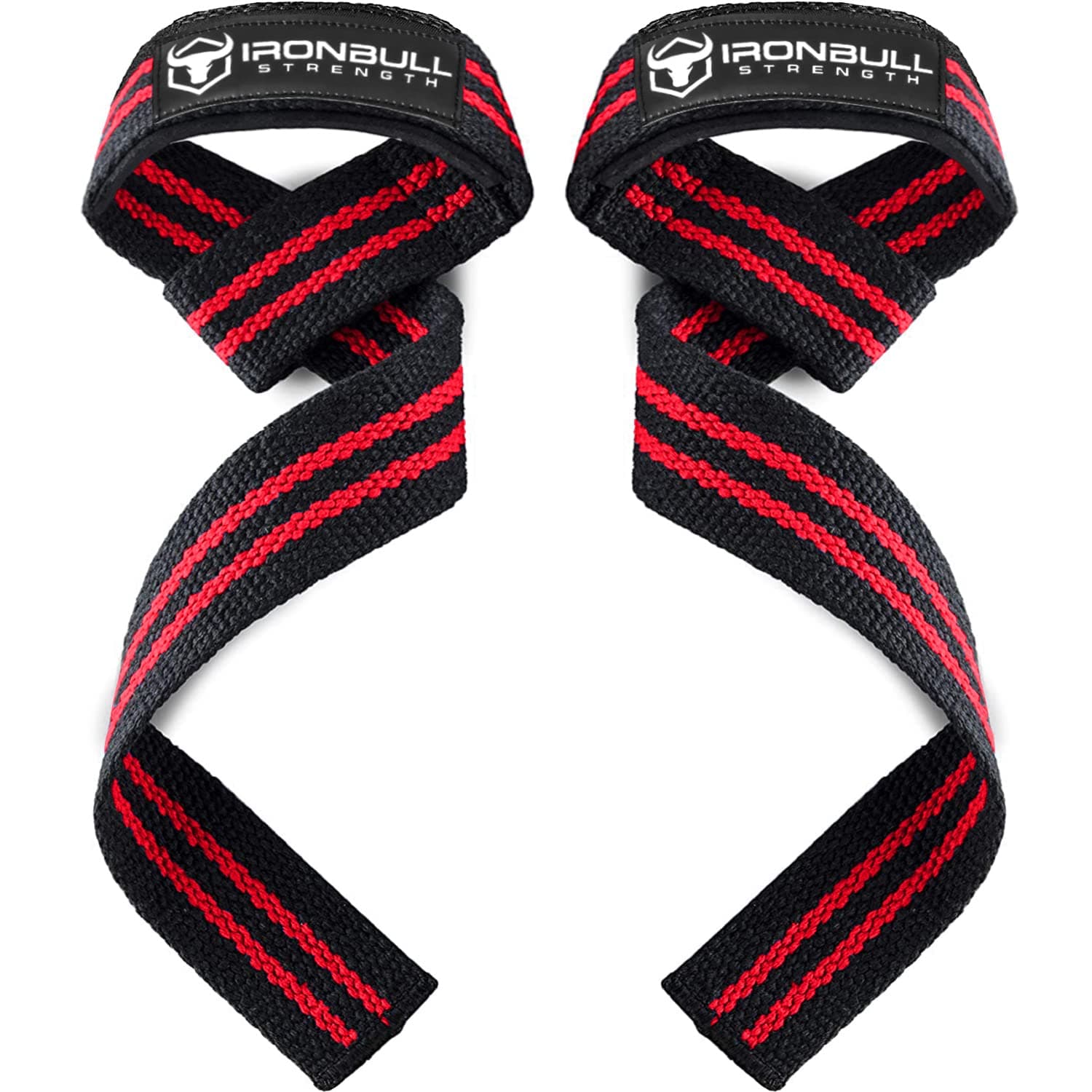 Lifting Straps (Pair) - Padded Wrist Support Wraps - For Powerlifting, Bodybuilding, Gym Workout, Muscle Training, Deadlifts, Fitness Workouts by Iron Bull Strength