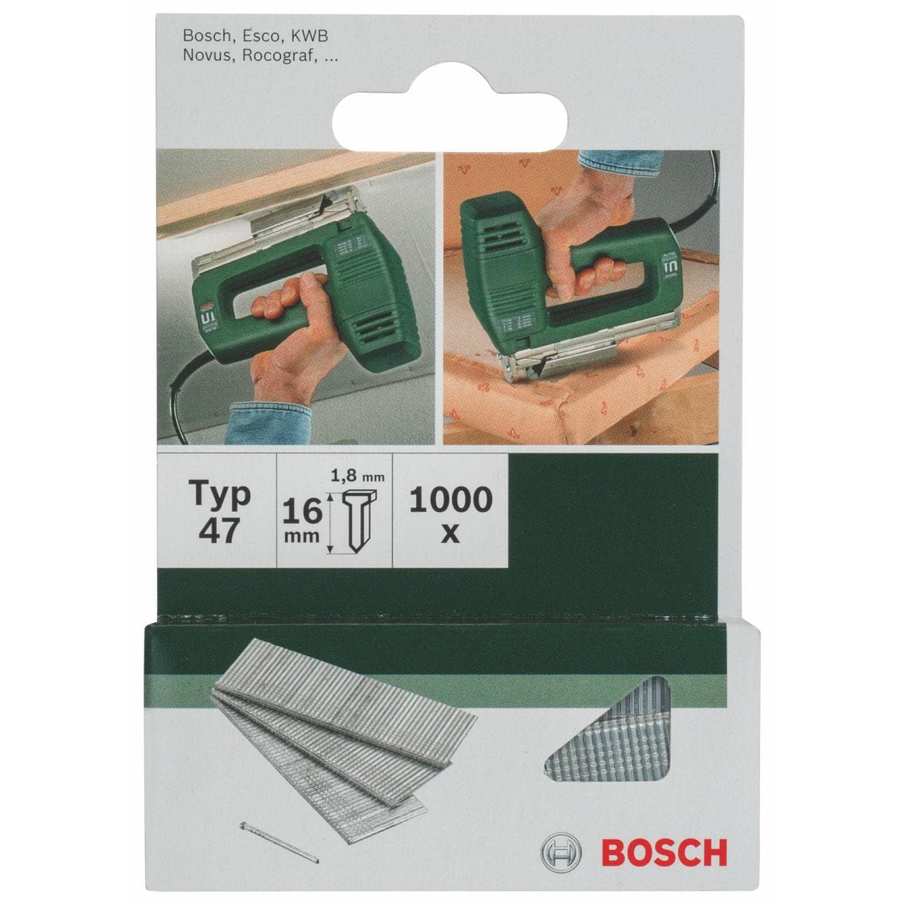 Bosch 1000x Nails Type 47 (1.8 x 1.27 x 16 mm, Accessories for Tacker, Staple Gun)