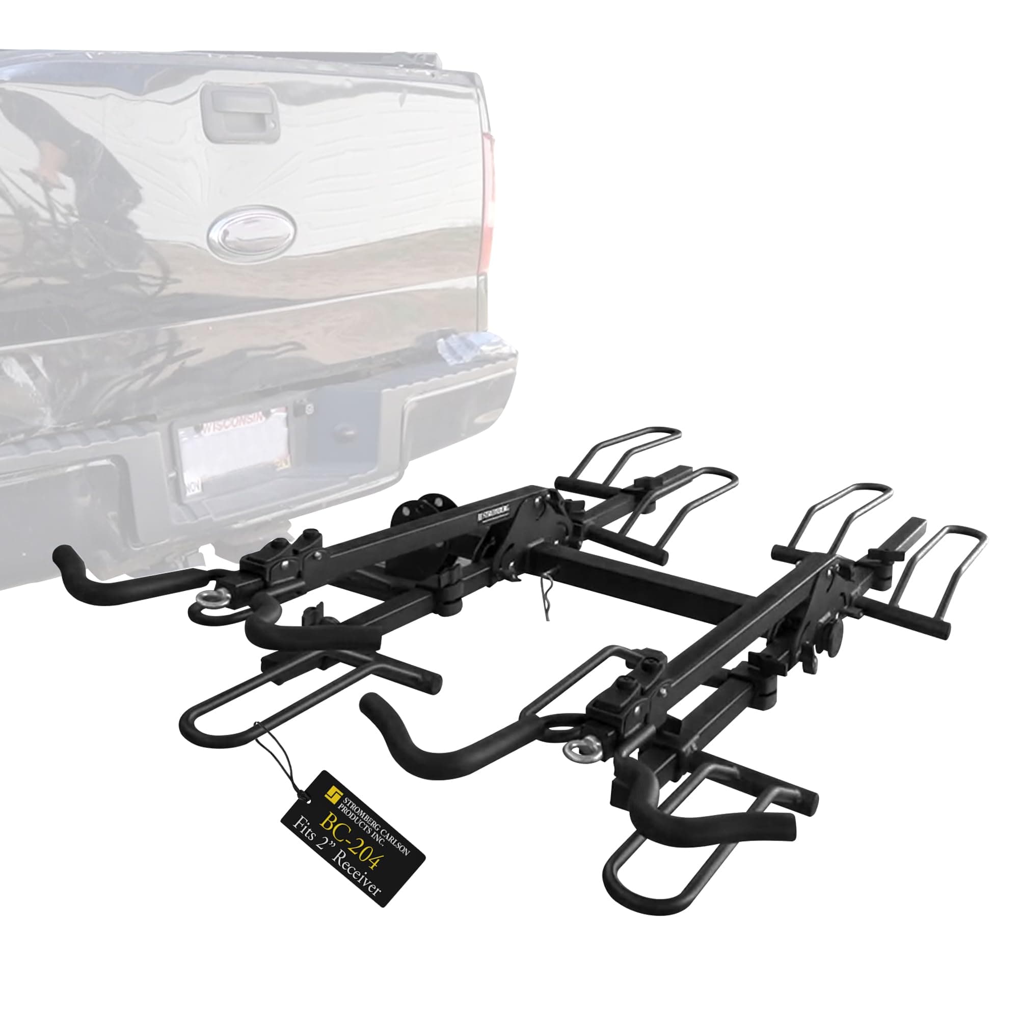 BC-204 Heavy Duty Platform Mount Bike Rack – Folding Hitch Carrier for 4 Bikes, Fits 2" Hitch Receiver, Durable Transport Solution, Compatible with Cars, SUVs, Truck and Trailer