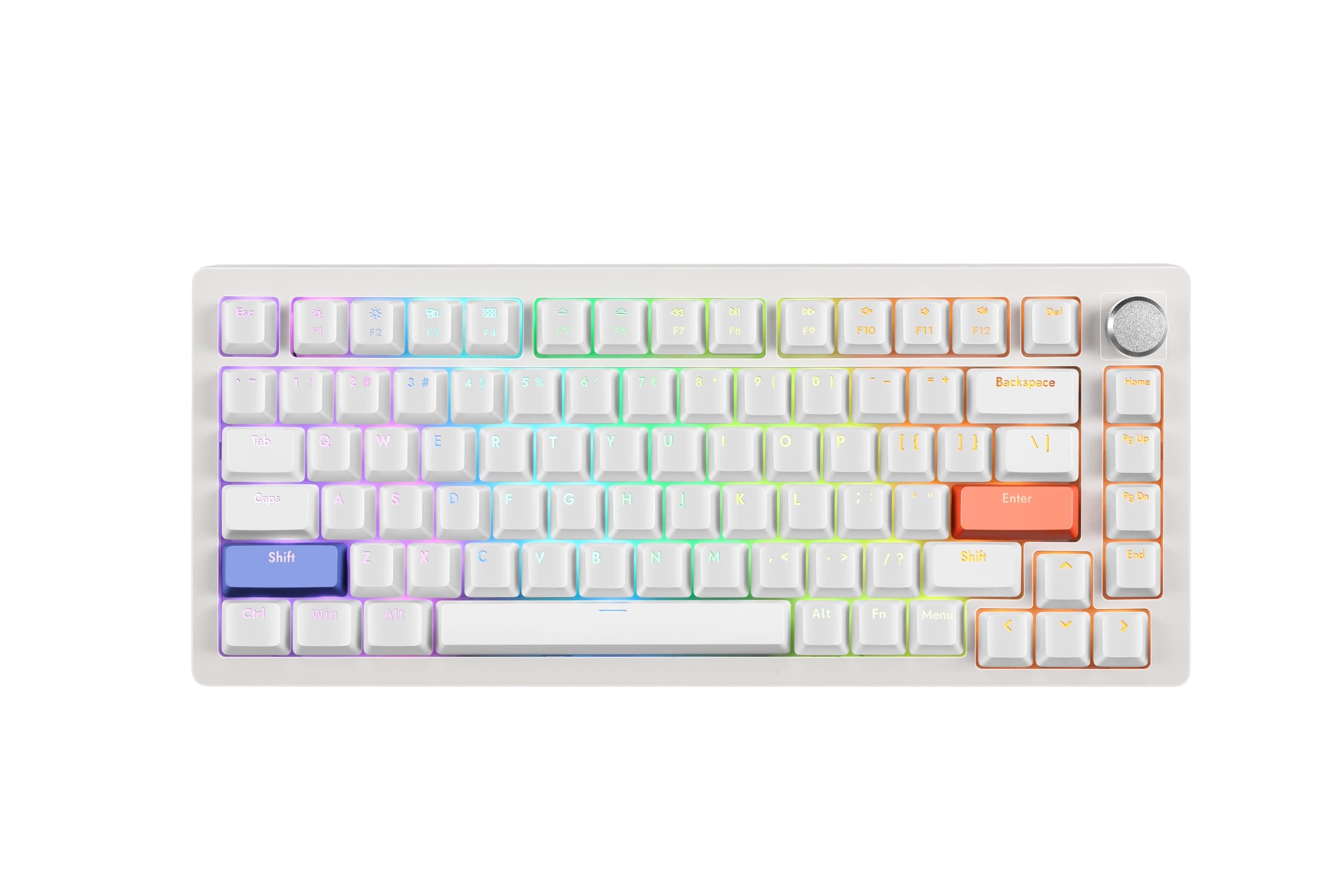 DrunkDeer A75 ラピッドトリガー キーボード メカニカル TKL ゲーミング 磁気スイッチ RGB 有線 USB コンパクト 82キー ノブ付き ゴースト防止 こぼれ防止 ホワイト