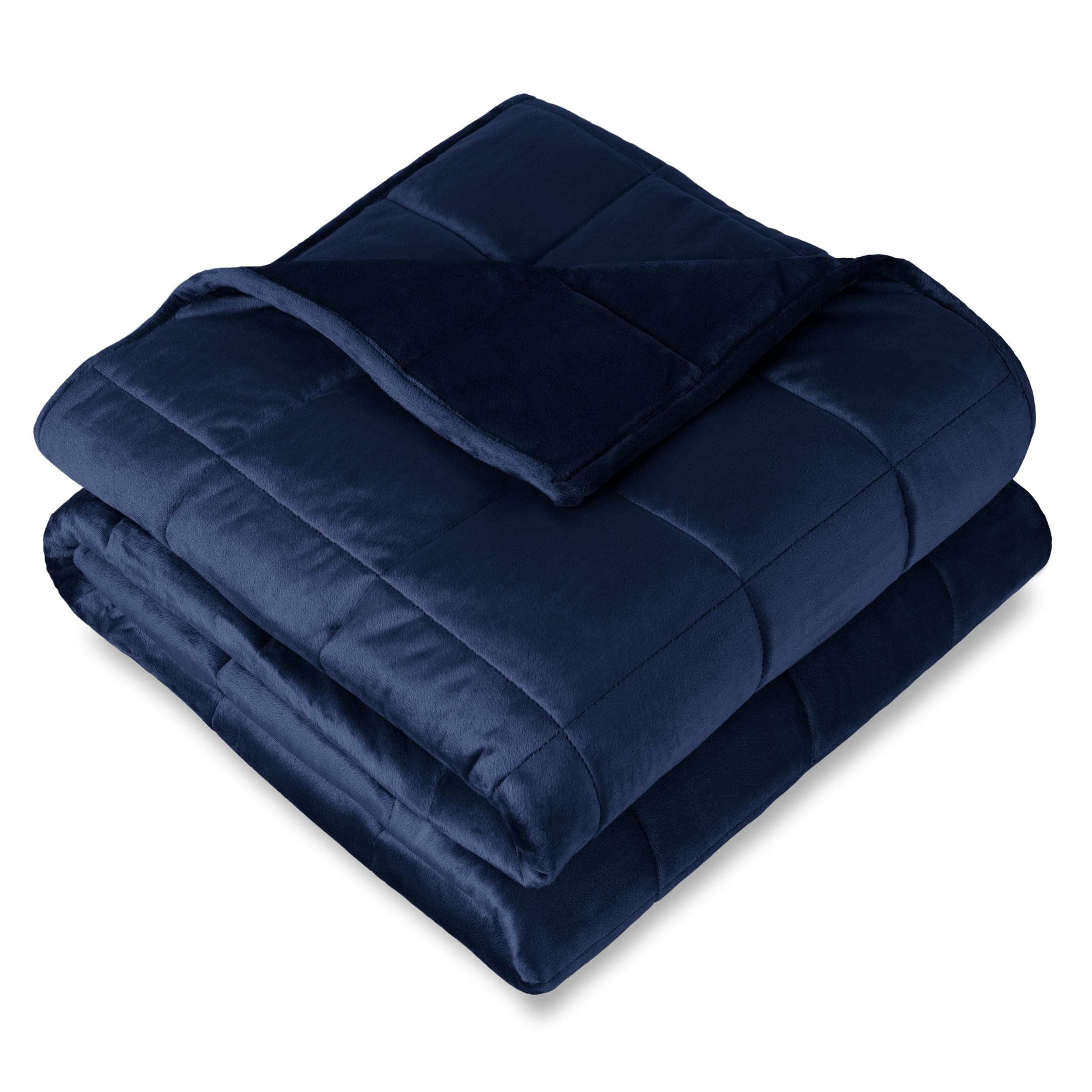Bare Home Weighted Blanket Twin or Full Size 10lb (40" x 60") - Minky Fleece - Premium Heavy Blanket Nontoxic Glass Beads (Dark Blue, 40"x60")