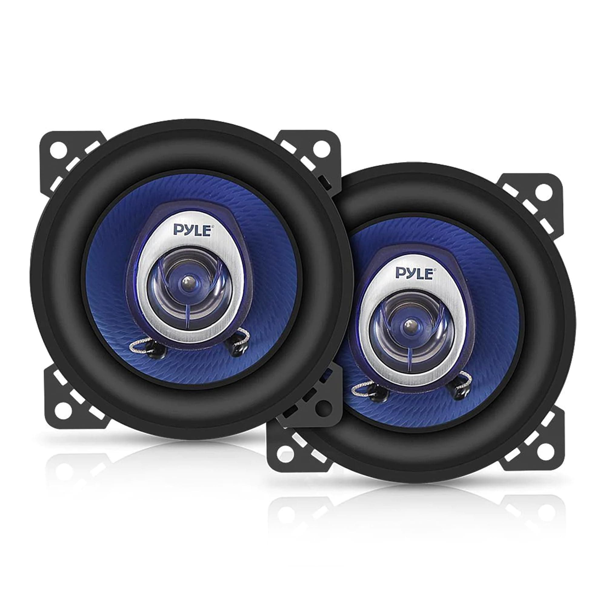 4" Car Sound Speaker (Pair) - Upgraded Blue Poly Injection Cone 2-Way 180 Watt Peak w/ Non-fatiguing Butyl Rubber Surround 110 - 20Khz Frequency Response 4 Ohm & 3/4" ASV Voice Coil - PL42BL