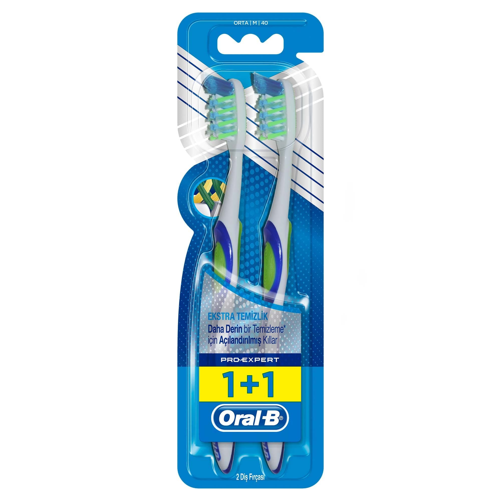 Oral-B Pro Expert Crossaction Extra Clean Toothbrush - 40 Medium, Set Of 2-Piece , Multi Color