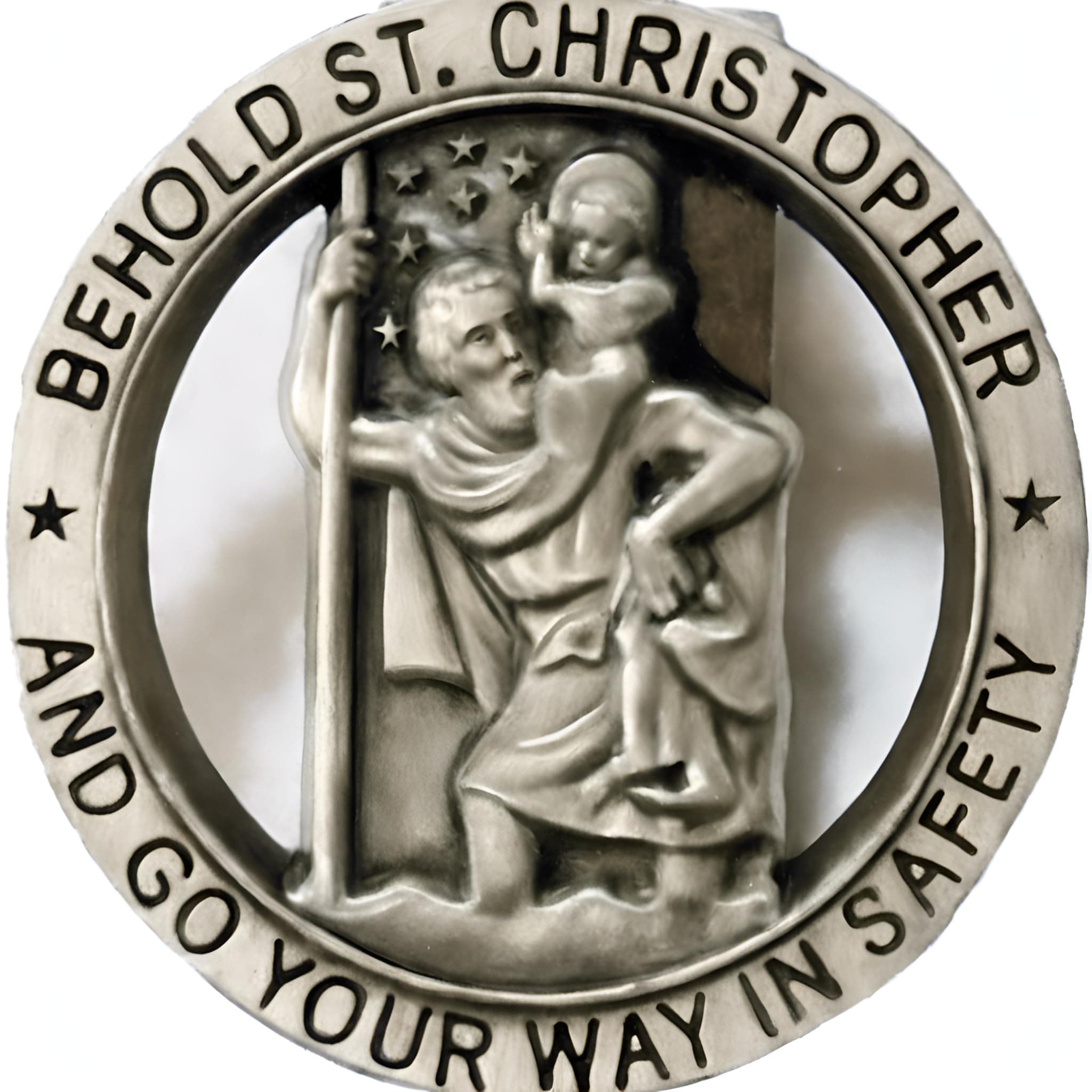 Saint Christopher Medal for Car, Visor Clips for Cars, St Christopher Medal for Car Visor, Gift for Drivers, Car Travel Accessories for Long Trips Families, Friends