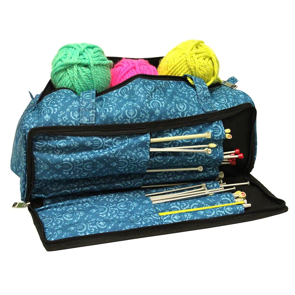 Knitting Bag, Sewing Accessories and Craft Needle Storage Organiser Case In Imperial Teal