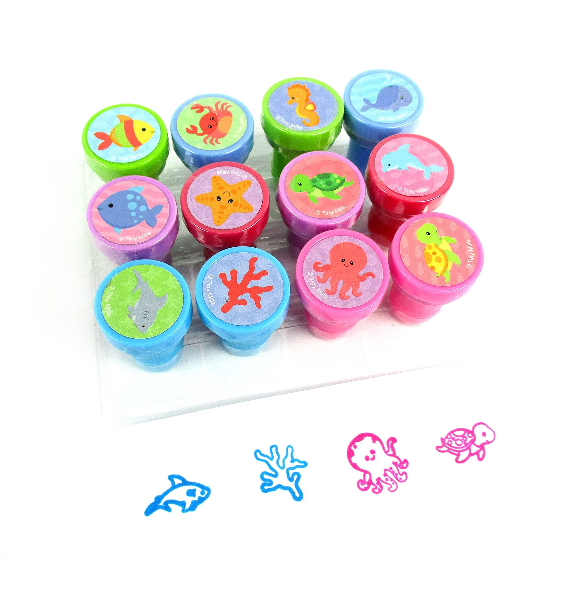 12 Pcs Ocean Life Turtle Stamp Kit for Kids Self Inking Stamps Gift Party Favors