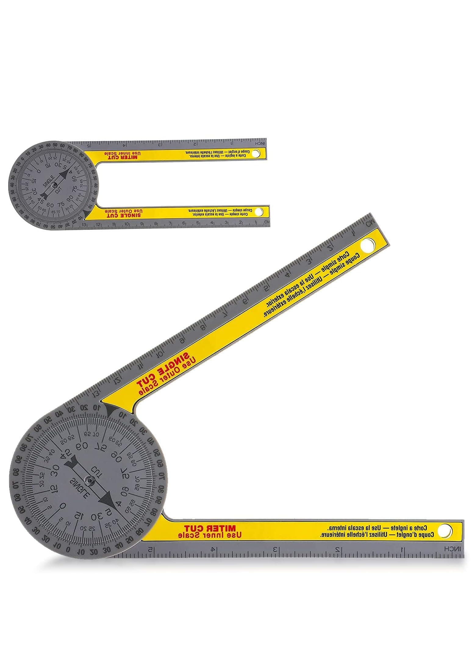 Miter Saw Protractor Angle Finder Tool - 7.3 Inch Aluminum Metal Professional Miter Gauge for Inside/Outside Corners, Skirting, Woodworking, Carpenter, Plumber (Yellow)