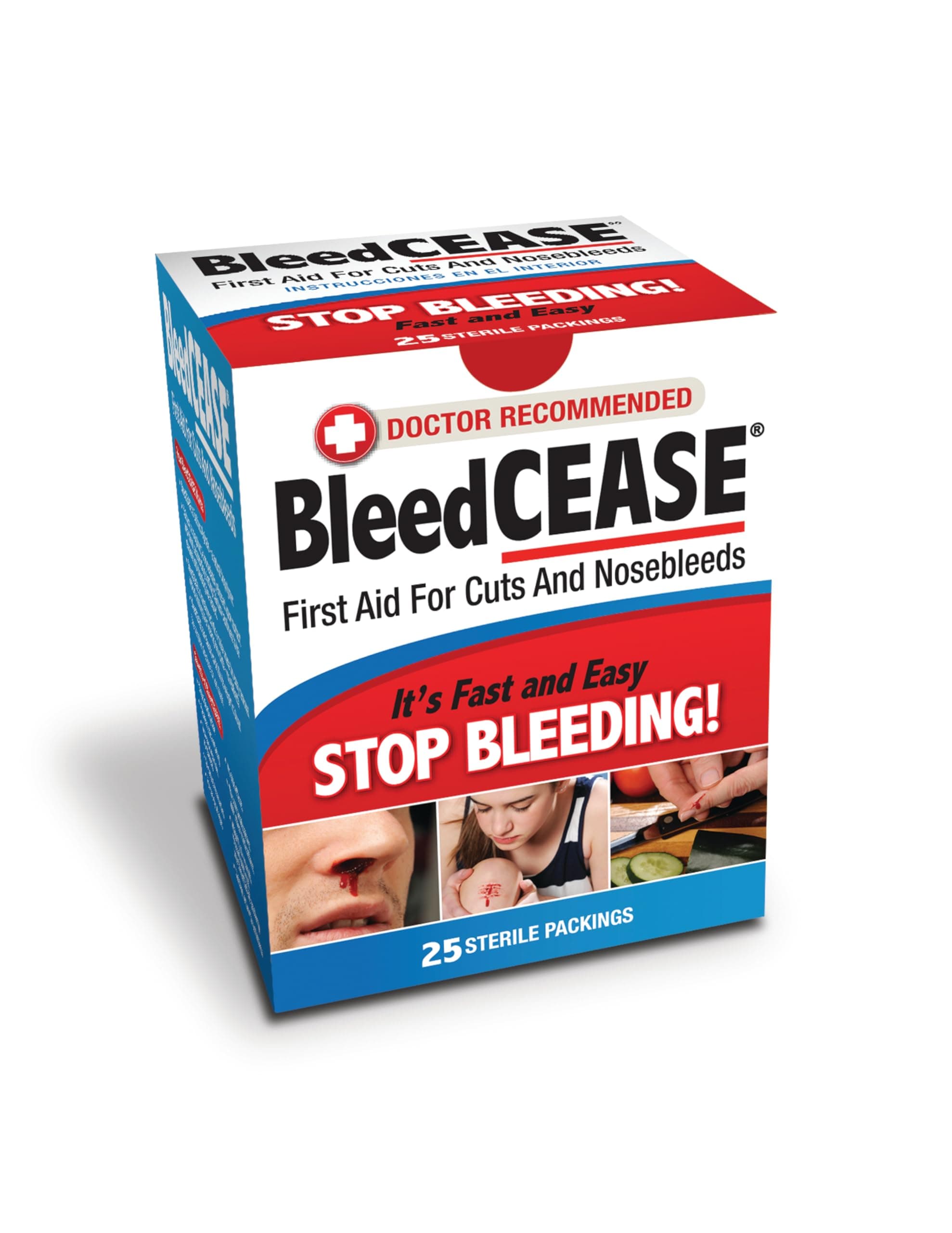 Bleedcease First Aid for Cuts and Nosebleeds Sterile Packings, 25 Count