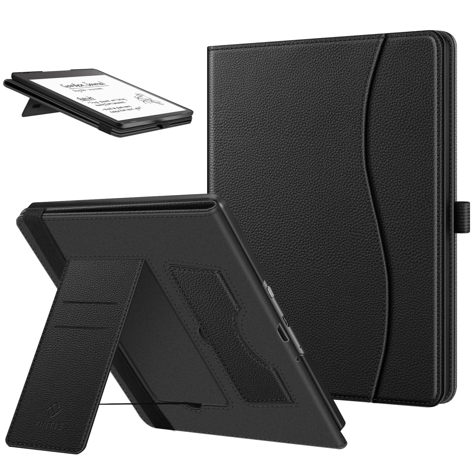 Fintie Stand Case for Kindle Scribe (2022 Released) 10.2 Inch - Premium PU Leather Stand Cover Auto Sleep/Wake with Card Slot and Pen Holder, Black