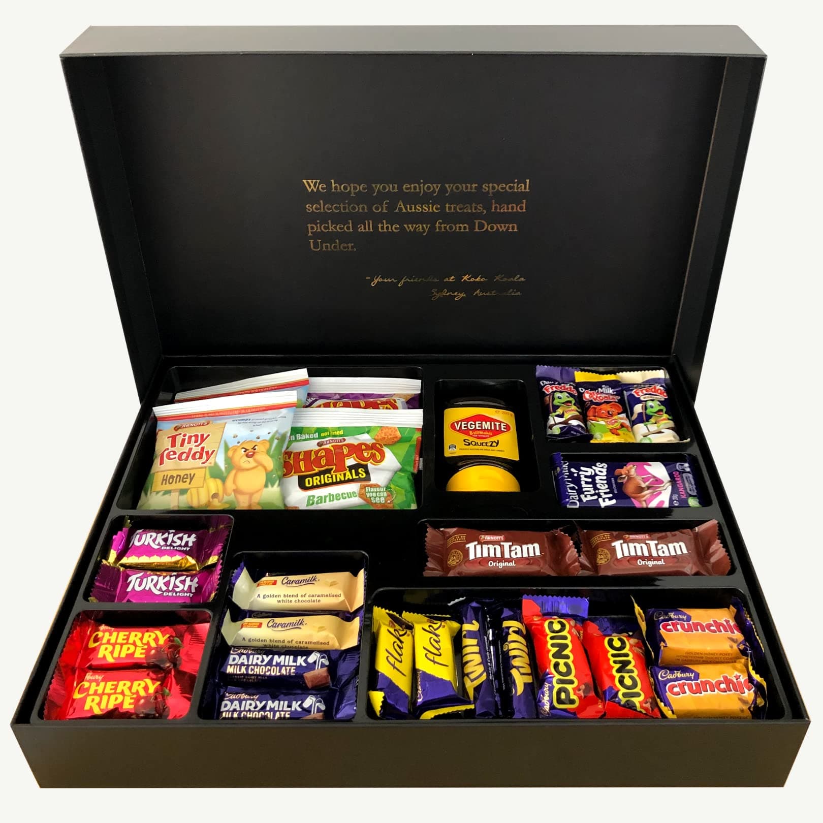 Australian Snack Box (30 Items) - Vegemite, Tim Tams, Cadbury Chocolates, Candy and More! - Gourmet Candy Gift Treats Made in Australia - Koko Koala Australia
