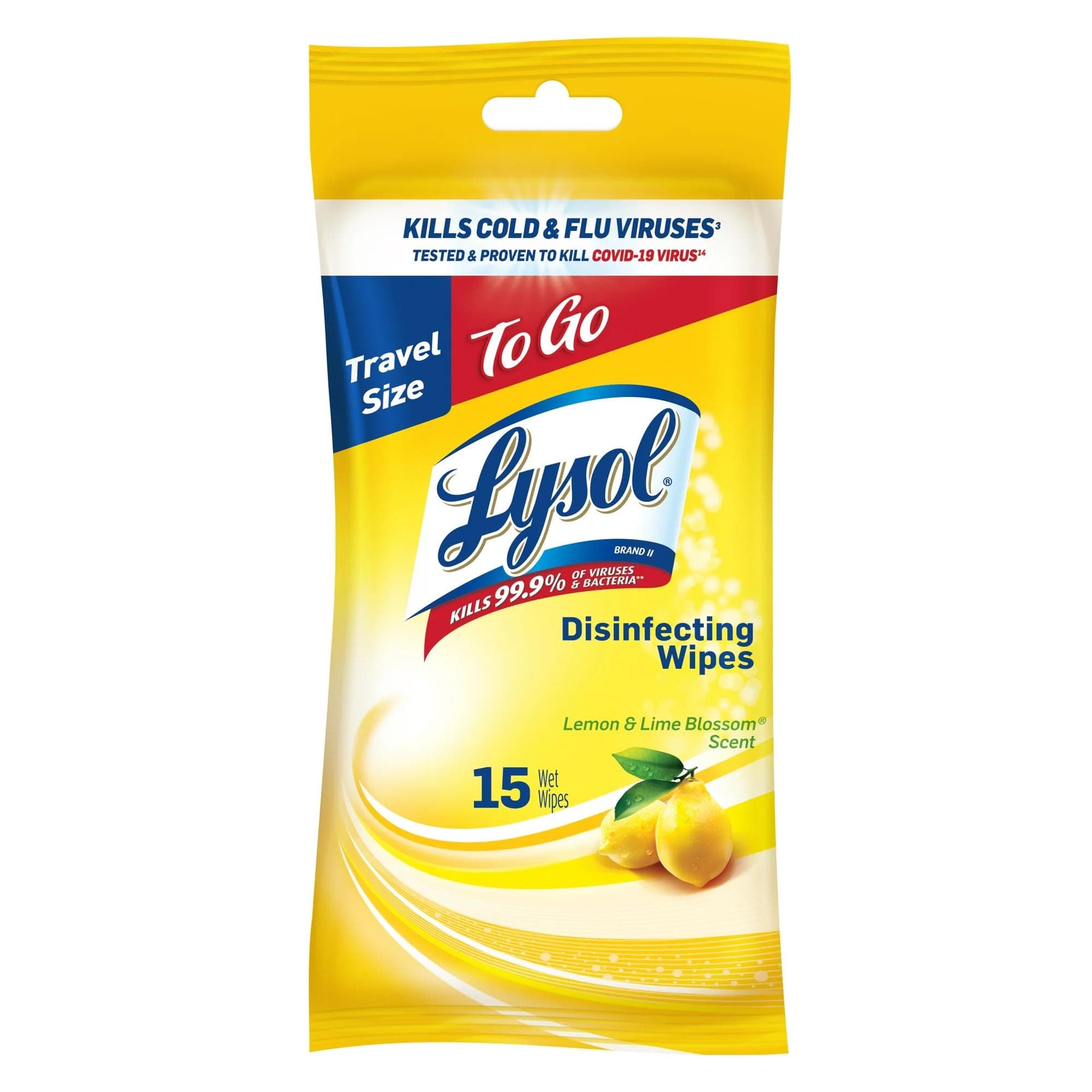 Lysol Disinfecting Wipes To-Go Flatpack Lemon & Lime Blossom - 15ct