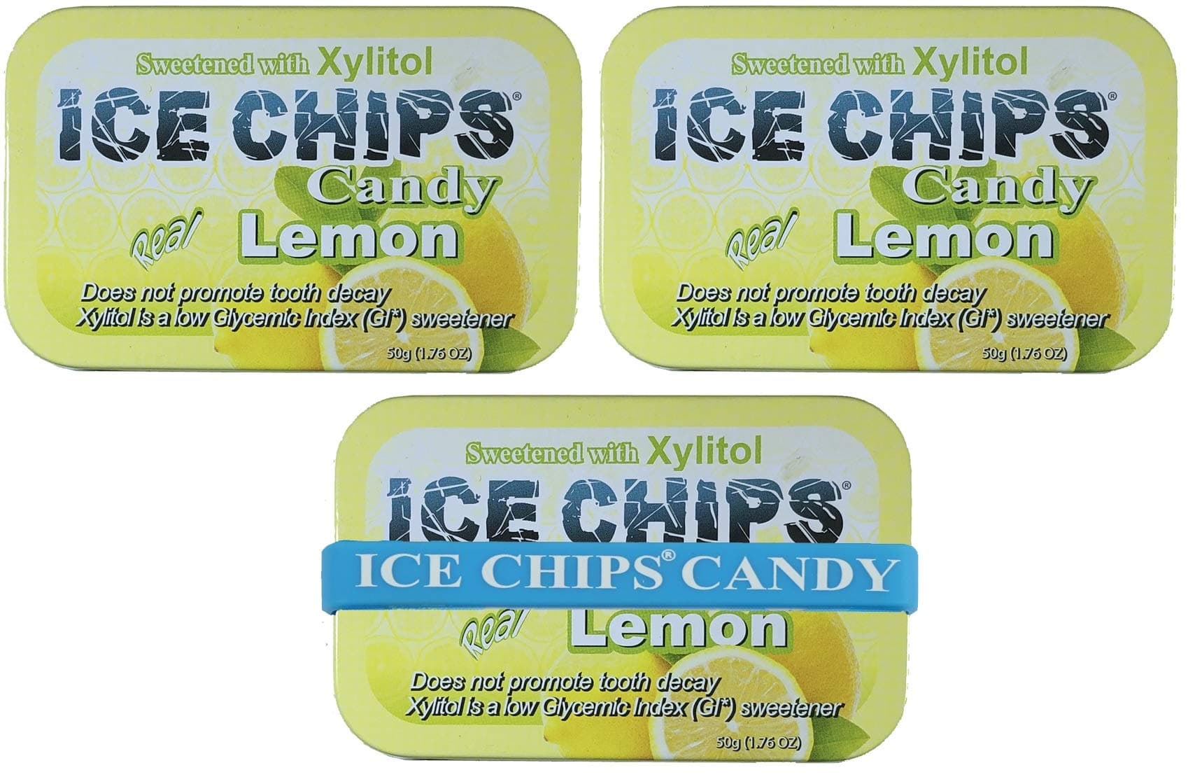 Xylitol Candy Tins (Lemon, 3 Pack) - Includes BAND as shown