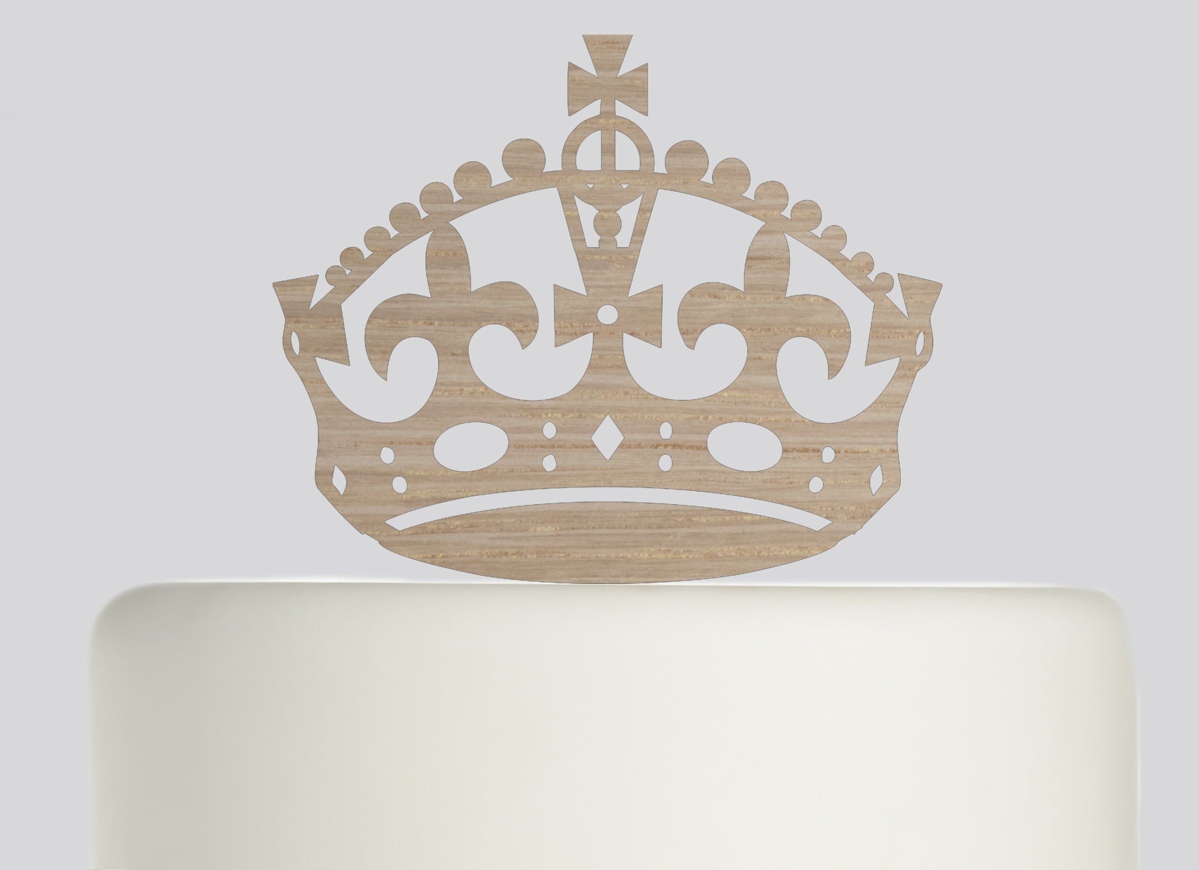 Crown Wooden Wedding Cake Topper Rustic Design cake topper. Available in Beech or Oak Veneer
