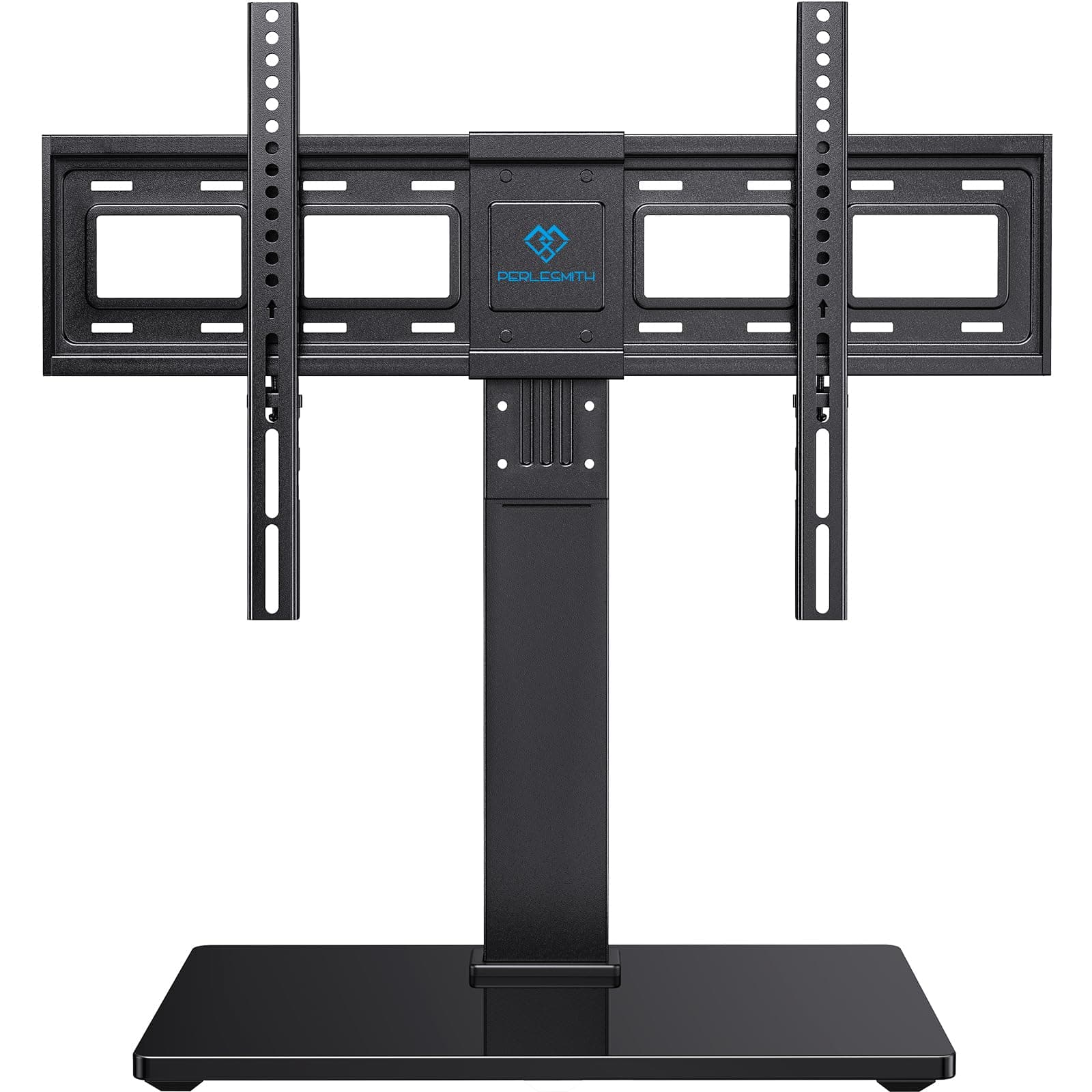 CASE PERLESMITH Universal Swivel TV Stand/Base - Table Top TV Stand for 37-65 inch LCD LED TVs - Height Adjustable TV Mount Stand with Tempered Glass Base, VESA 600x400mm, Holds up to 88lbs